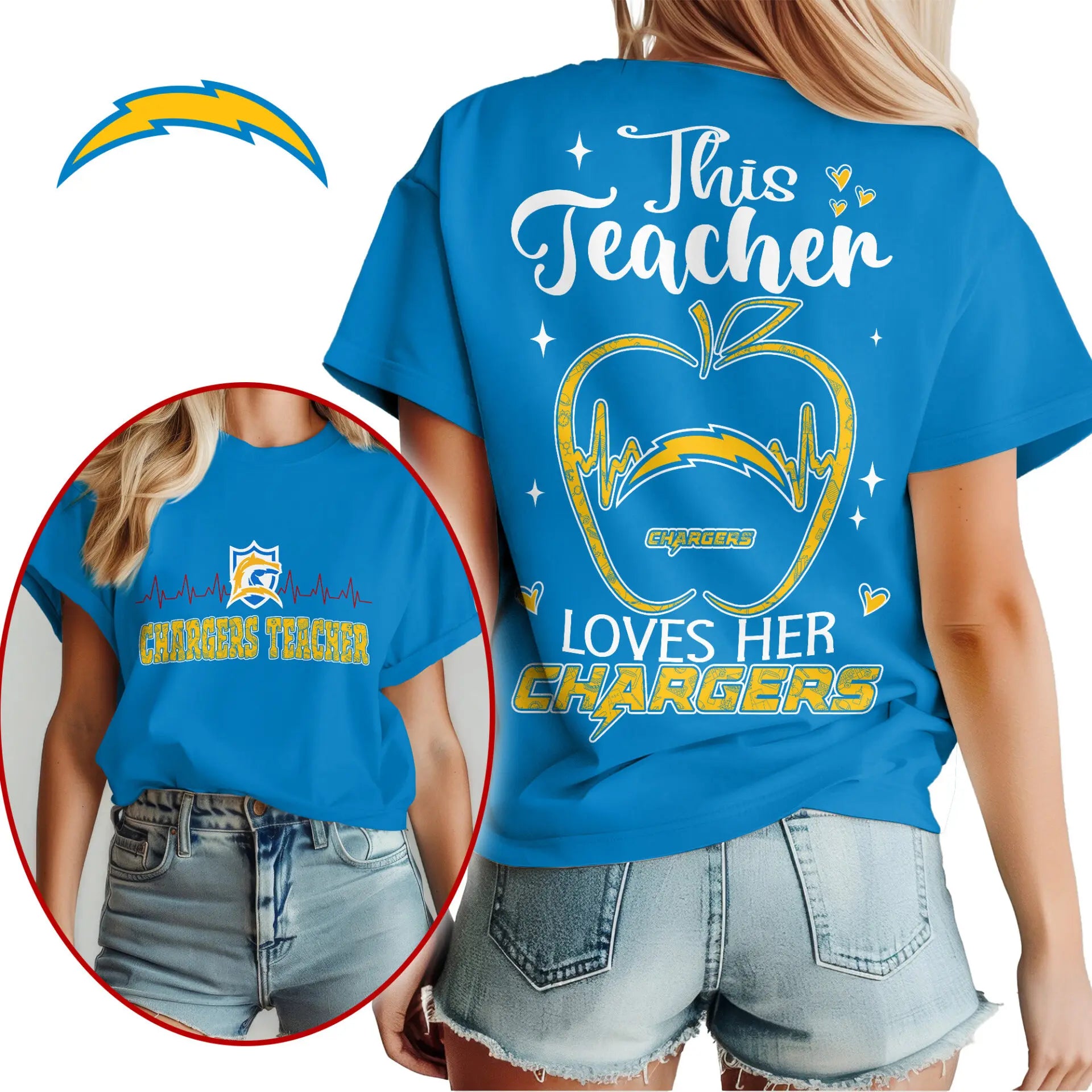 Los Angeles Chargers | Premium Teacher Appreciation Month Women Shirt NY – HuddleStyle.com - Image 3