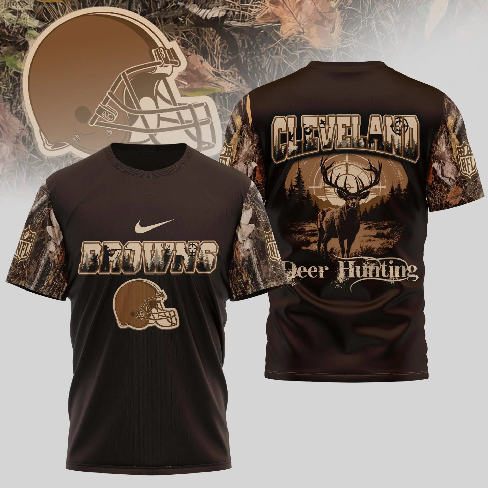 Cleveland Browns | Premium NFL Deer Hunting 3D Shirt TD – HuddleStyle.com - Image 4