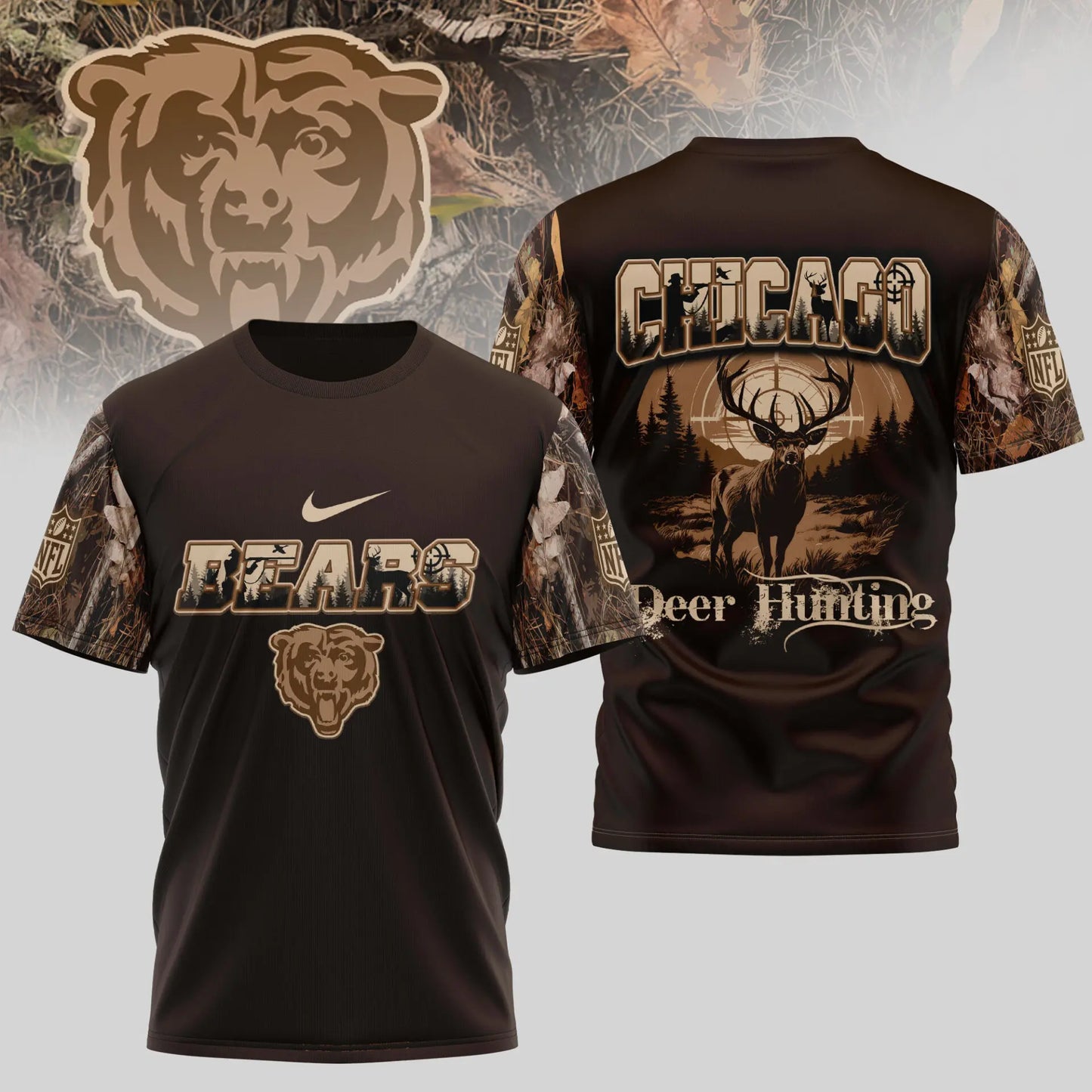 Chicago Bears | Premium NFL Deer Hunting 3D Shirt TD – HuddleStyle.com - Image 3