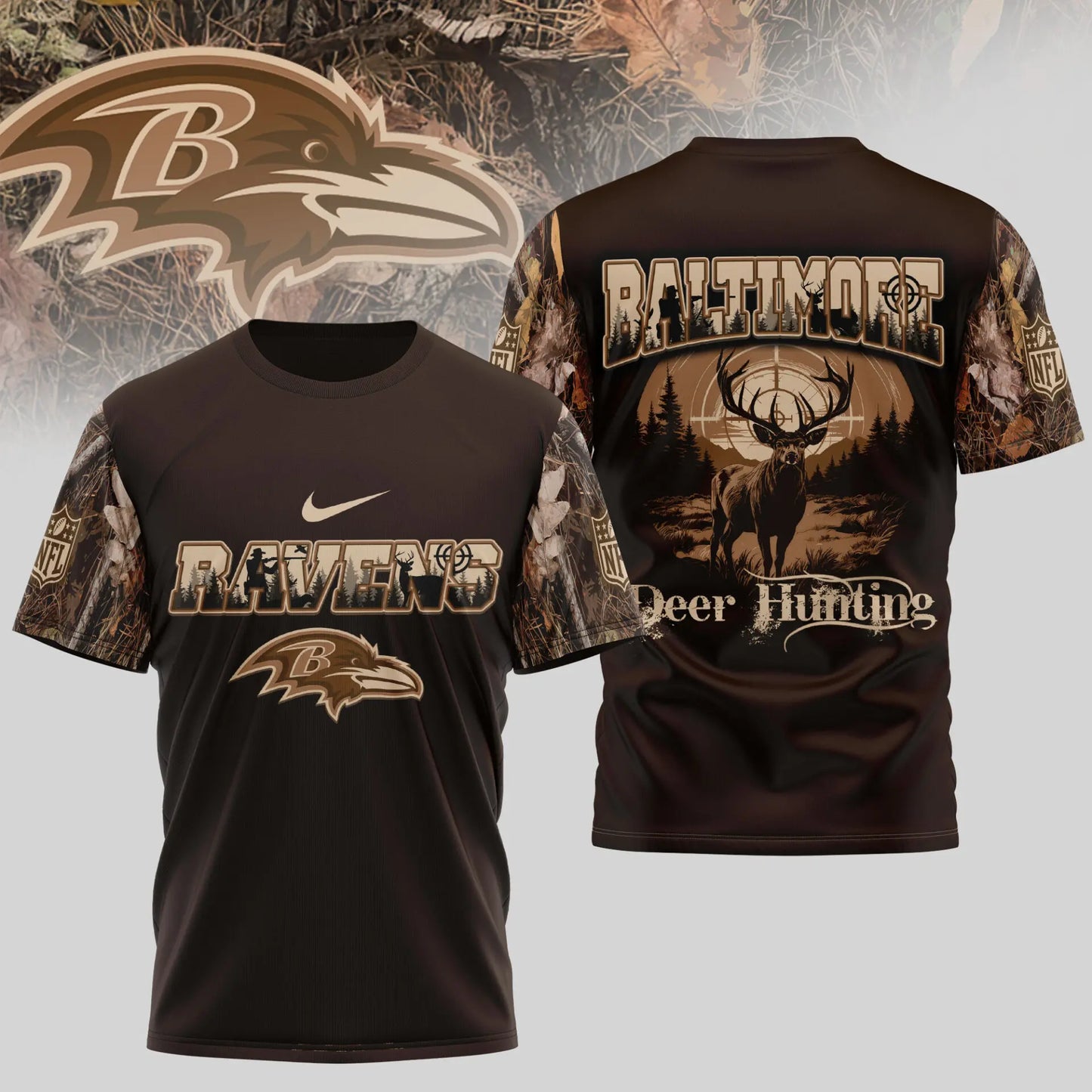Baltimore Ravens | Premium NFL Deer Hunting 3D Shirt TD – HuddleStyle.com - Image 3