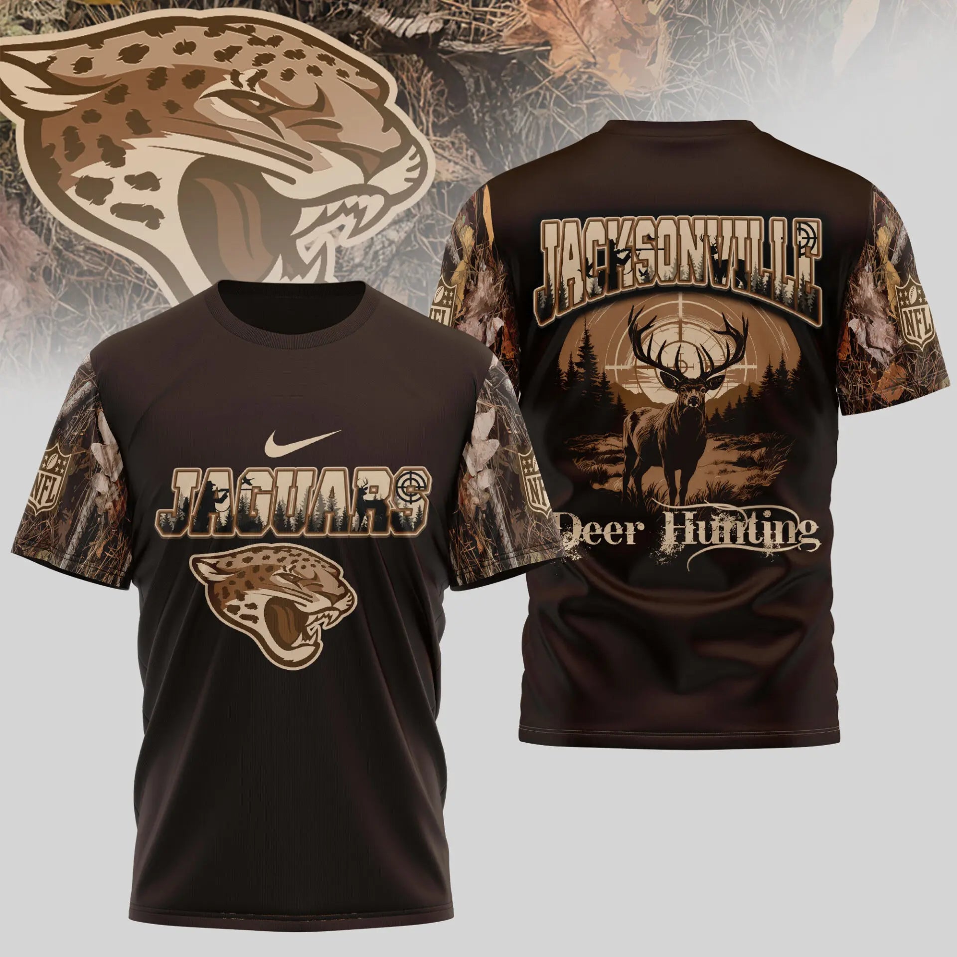 Jacksonville Jaguars | Premium NFL Deer Hunting 3D Shirt TD – HuddleStyle.com - Image 3