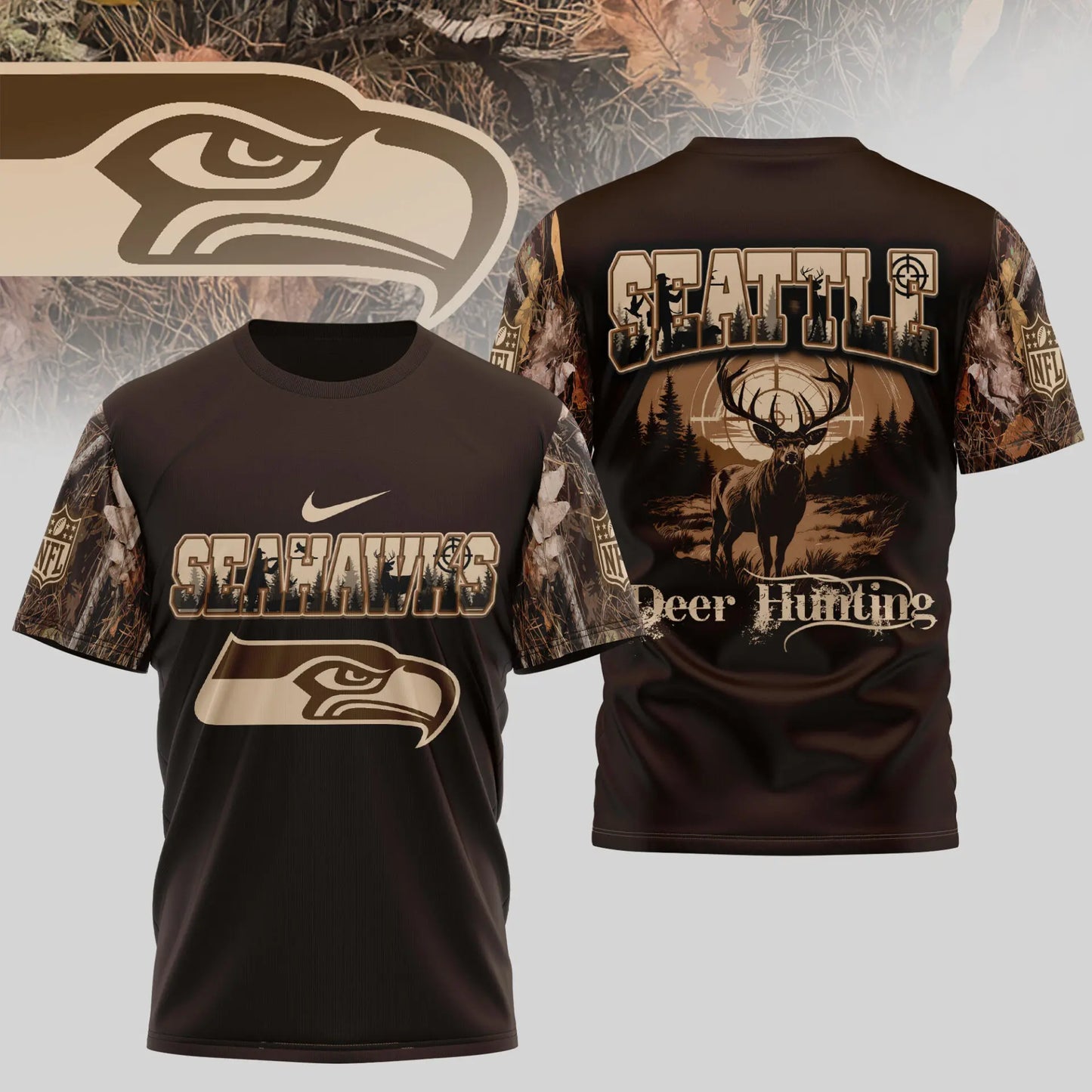 Seattle Seahawks | Premium NFL Deer Hunting 3D Shirt TD – HuddleStyle.com - Image 2