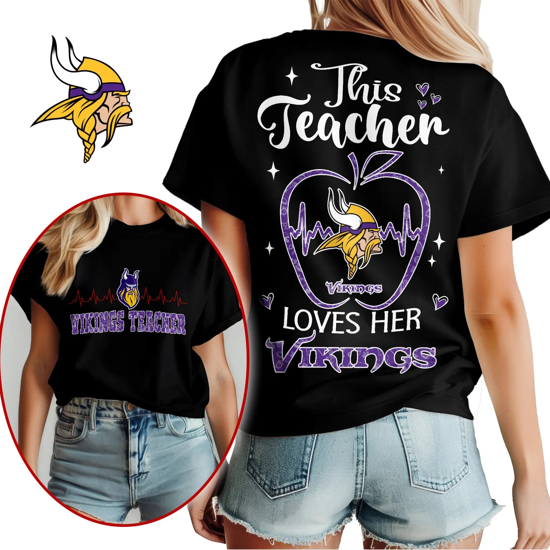 Minnesota Vikings | Premium Teacher Appreciation Month Women Shirt NY – HuddleStyle.com - Image 3