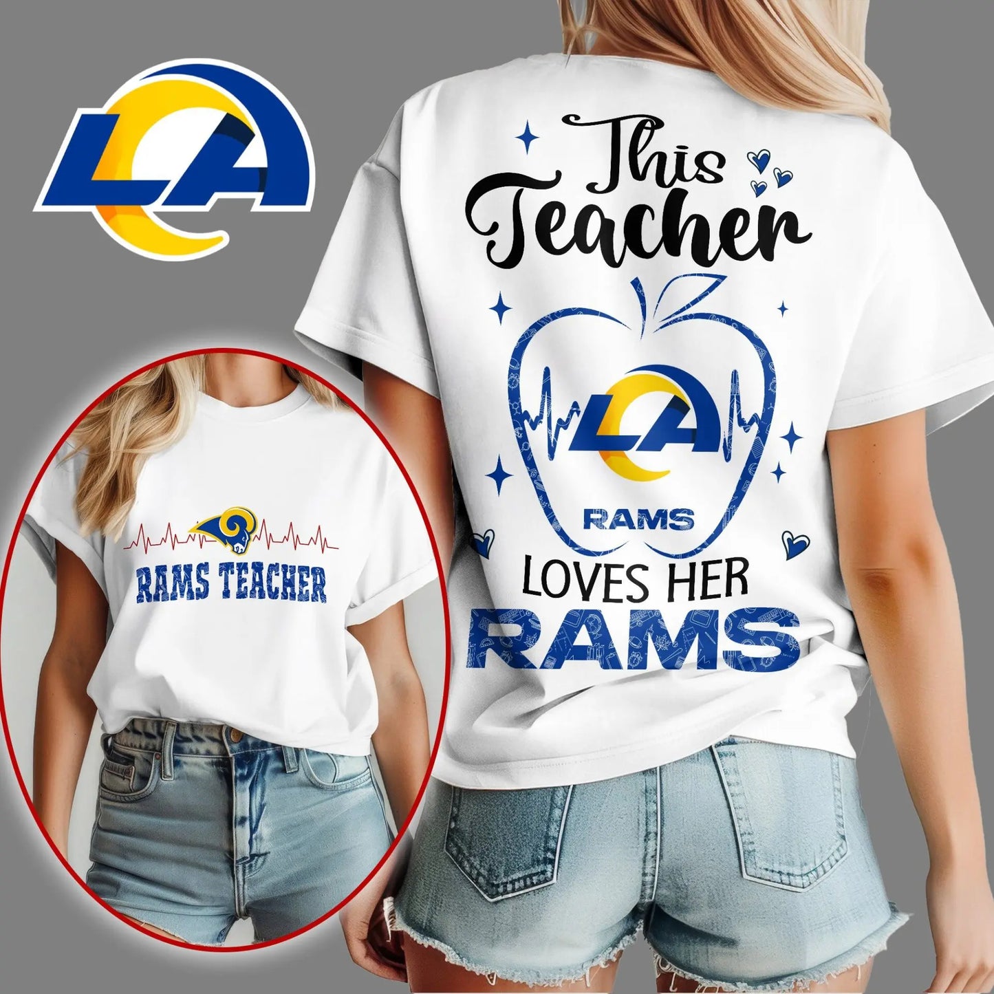 Los Angeles Rams | Premium Teacher Appreciation Month Women Shirt NY – HuddleStyle.com - Main