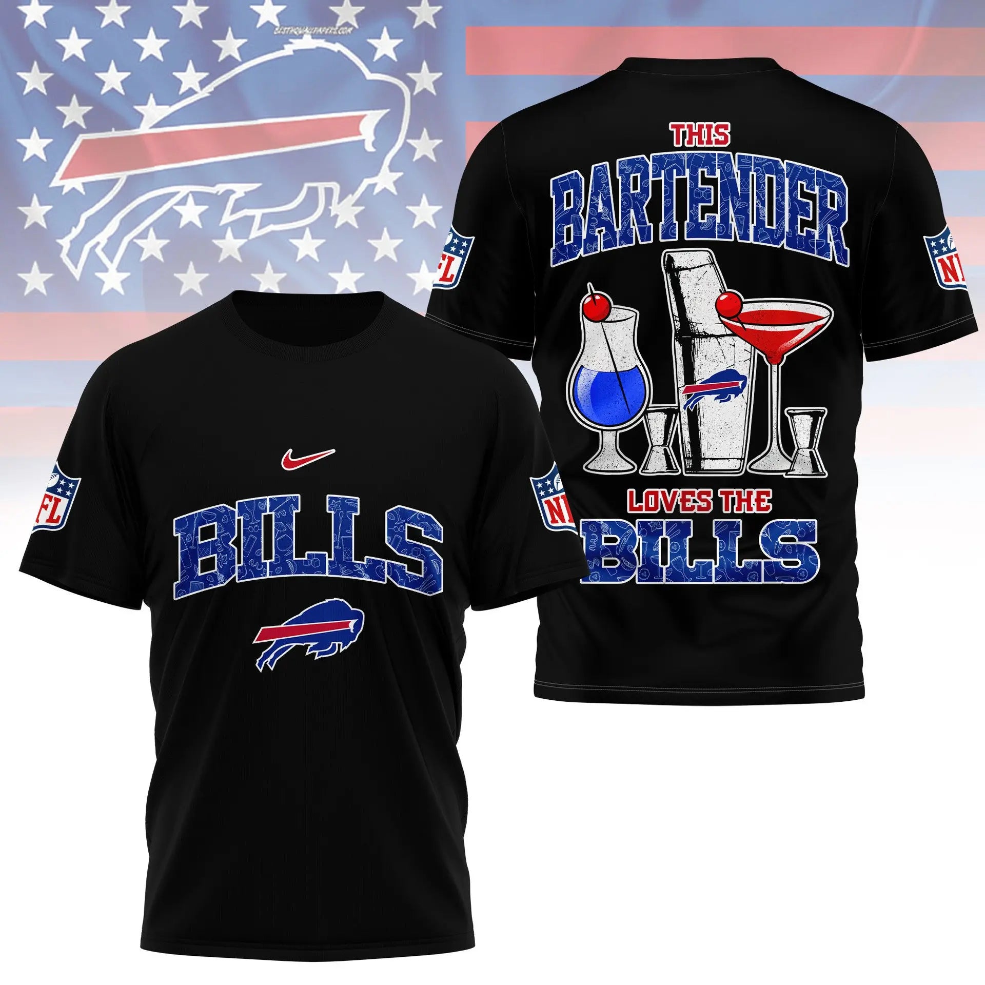 Buffalo Bills | Premium NFL Bartender Fan 3D Shirt NY – HuddleStyle.com - Image 4