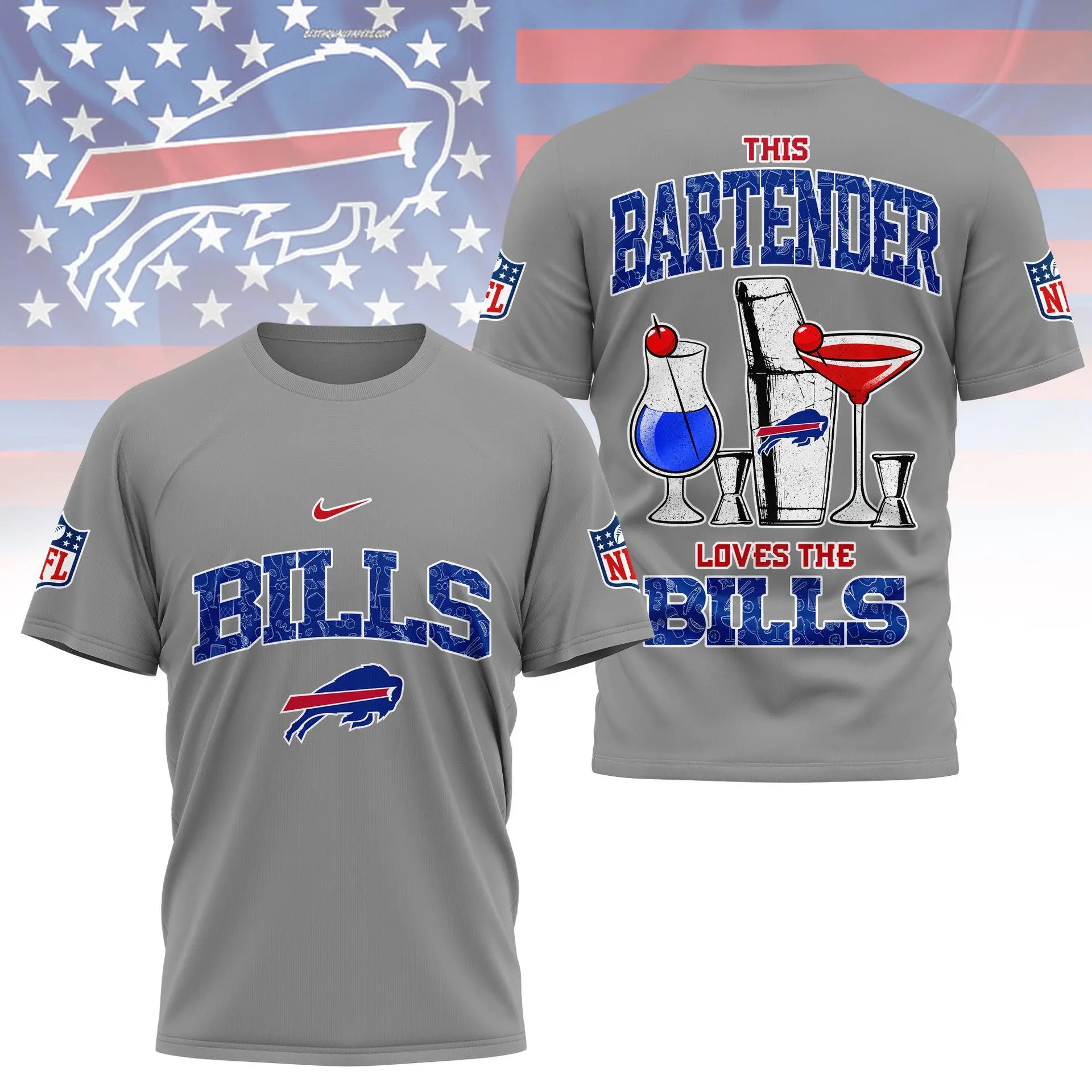 Buffalo Bills | Premium NFL Bartender Fan 3D Shirt NY – HuddleStyle.com - Image 5