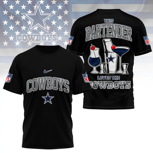 Dallas Cowboys | Premium NFL Bartender Fan 3D Shirt NY – HuddleStyle.com - Main