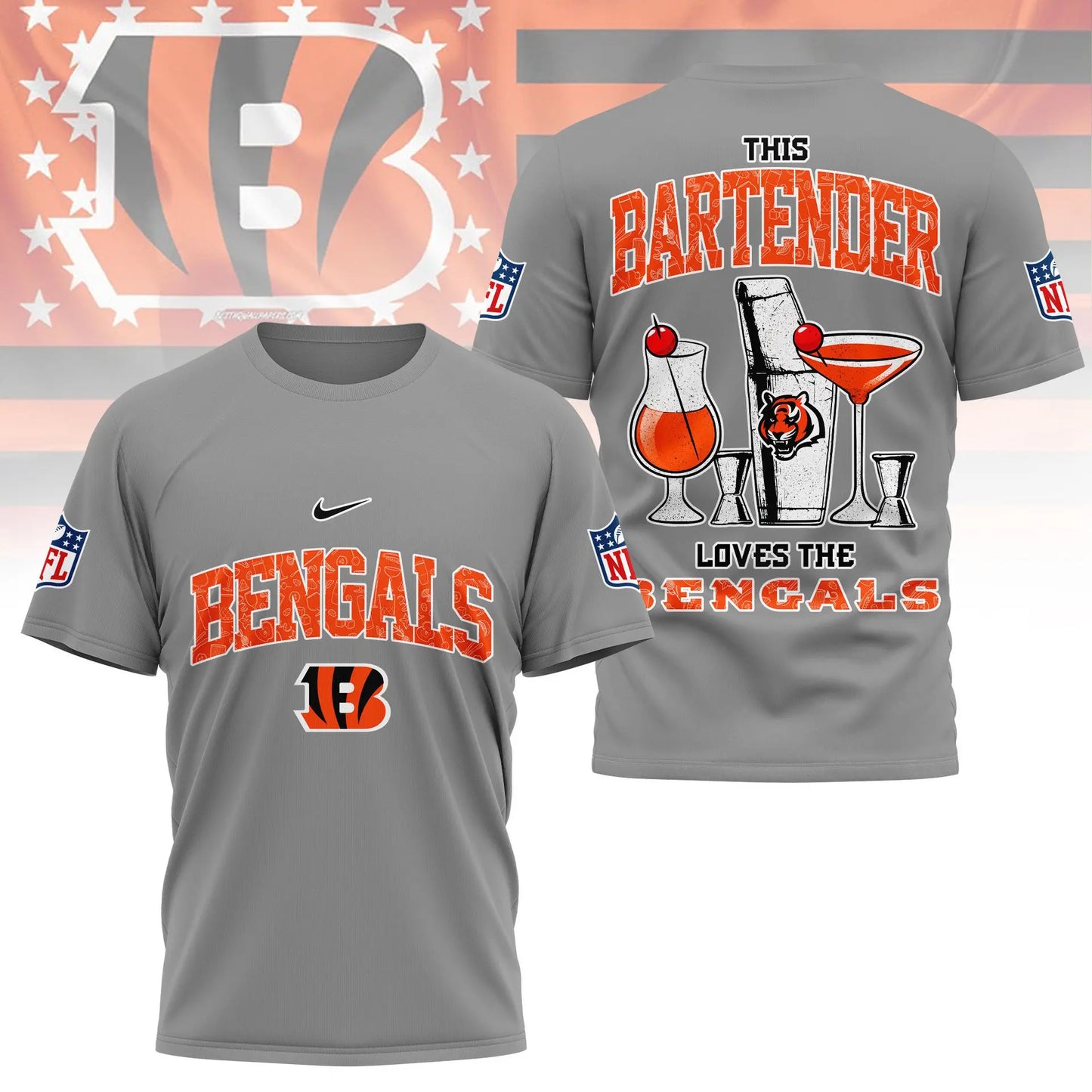 Cincinnati Bengals | Premium NFL Bartender Fan 3D Shirt NY – HuddleStyle.com - Image 4