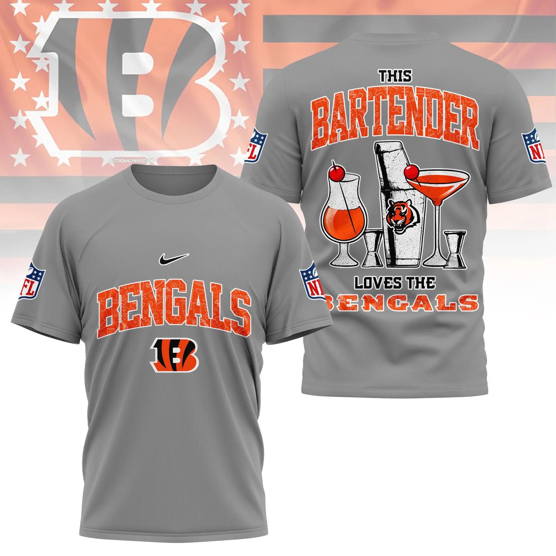 Cincinnati Bengals | Premium NFL Bartender Fan 3D Shirt NY – HuddleStyle.com - Image 4