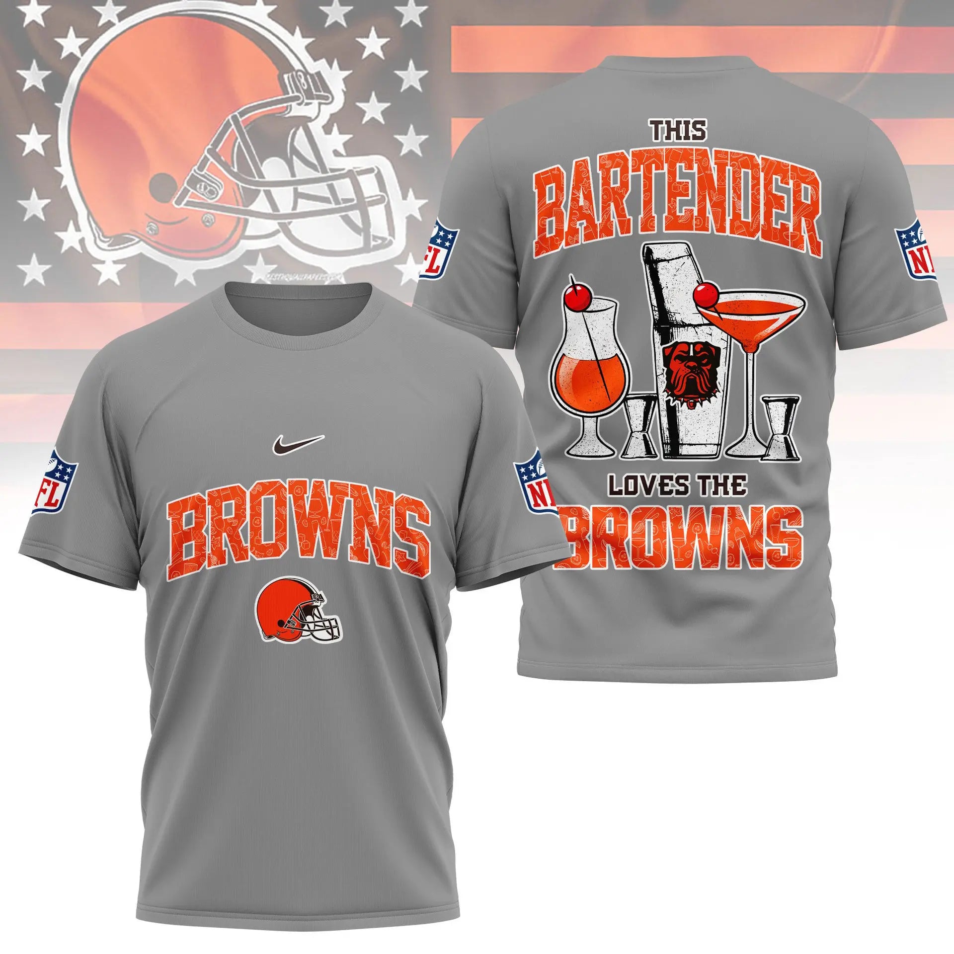 Cleveland Browns | Premium NFL Bartender Fan 3D Shirt NY – HuddleStyle.com - Image 4