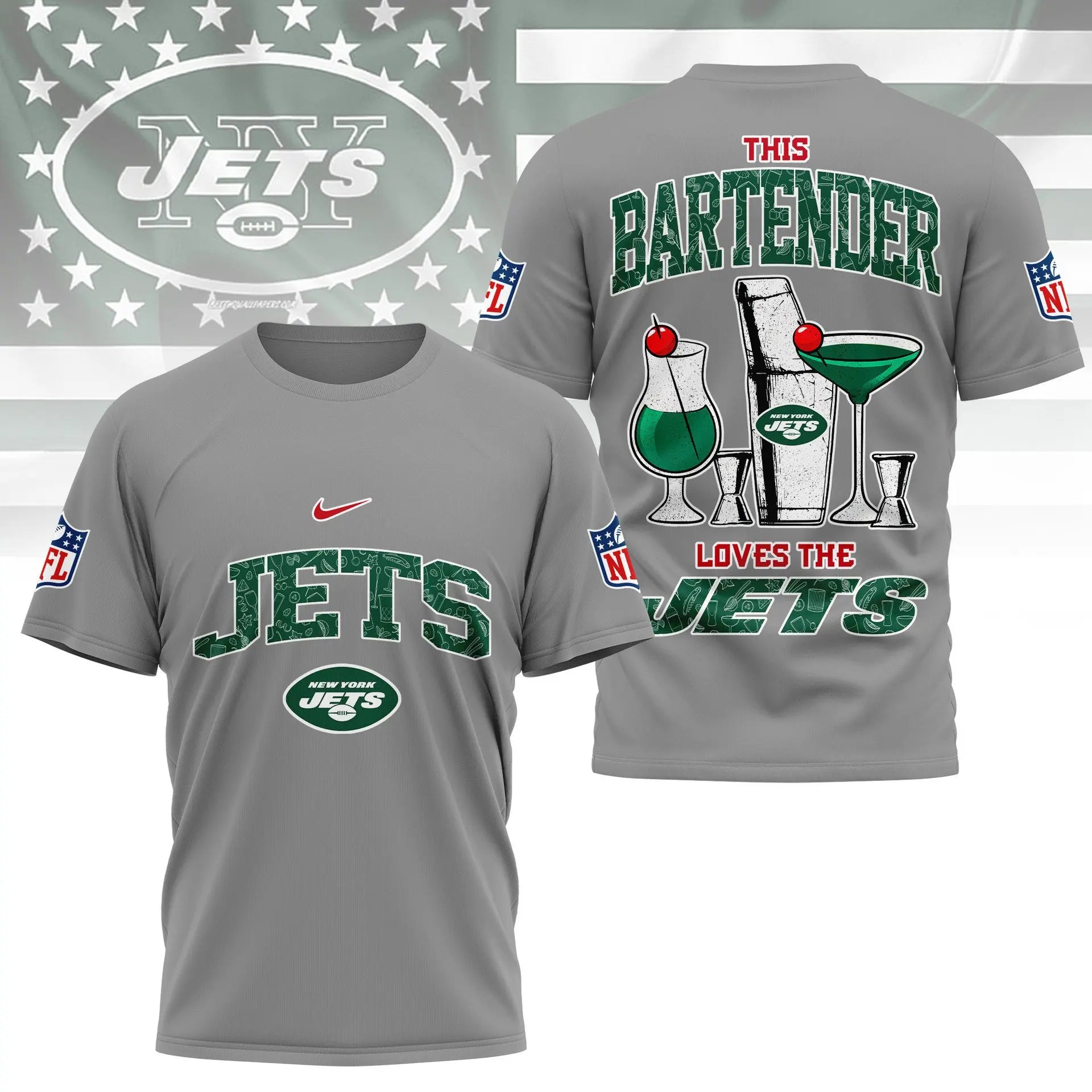 New York Jets | Premium NFL Bartender Fan 3D Shirt NY – HuddleStyle.com - Image 4