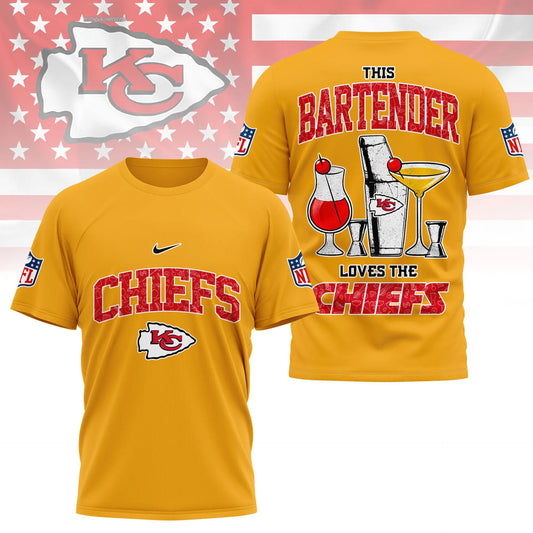 Kansas City Chiefs | Premium NFL Bartender Fan 3D Shirt NY – HuddleStyle.com - Main