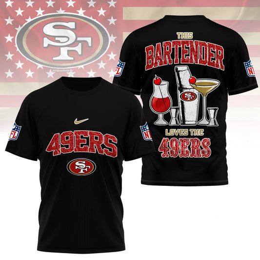 San Francisco 49ers | Premium NFL Bartender Fan 3D Shirt NY – HuddleStyle.com - Main