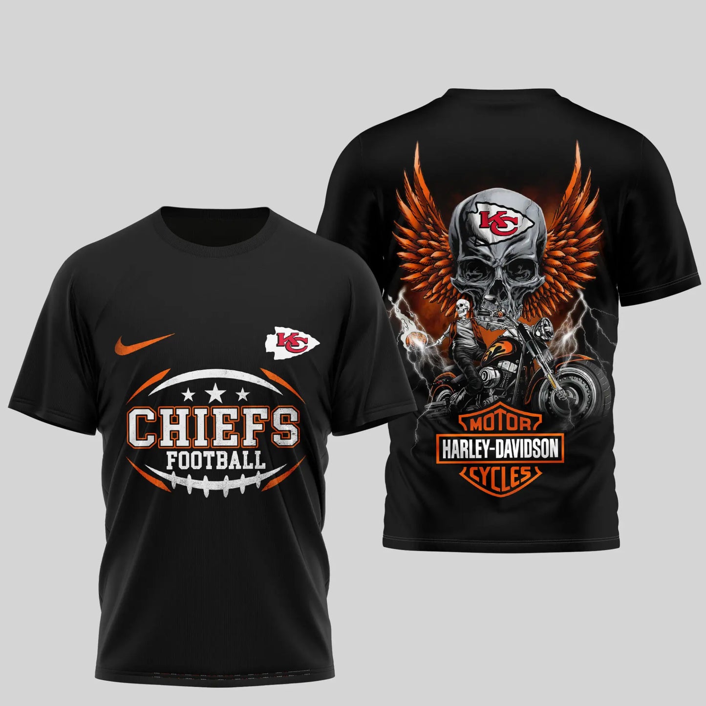 Kansas City Chiefs | Premium NFL Harley Davidson 3D Shirt TD – HuddleStyle.com - Image 3