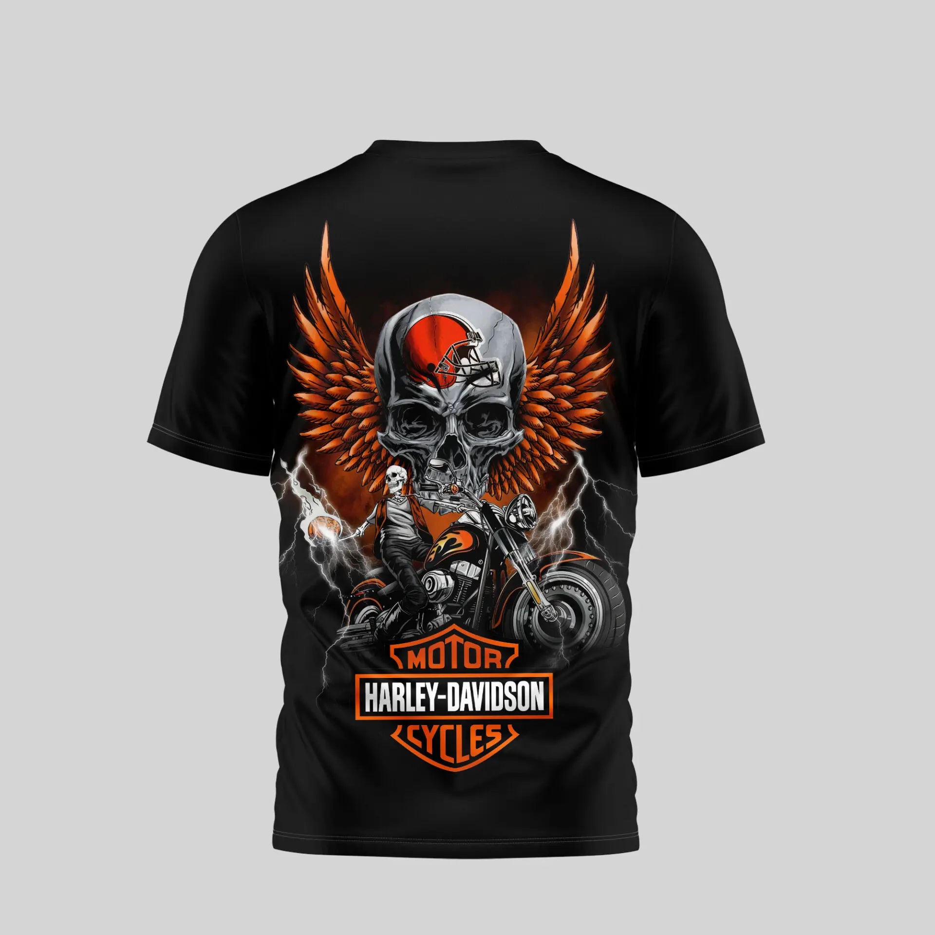 Cleveland Browns | Premium NFL Harley Davidson 3D Shirt TD – HuddleStyle.com - Image 3