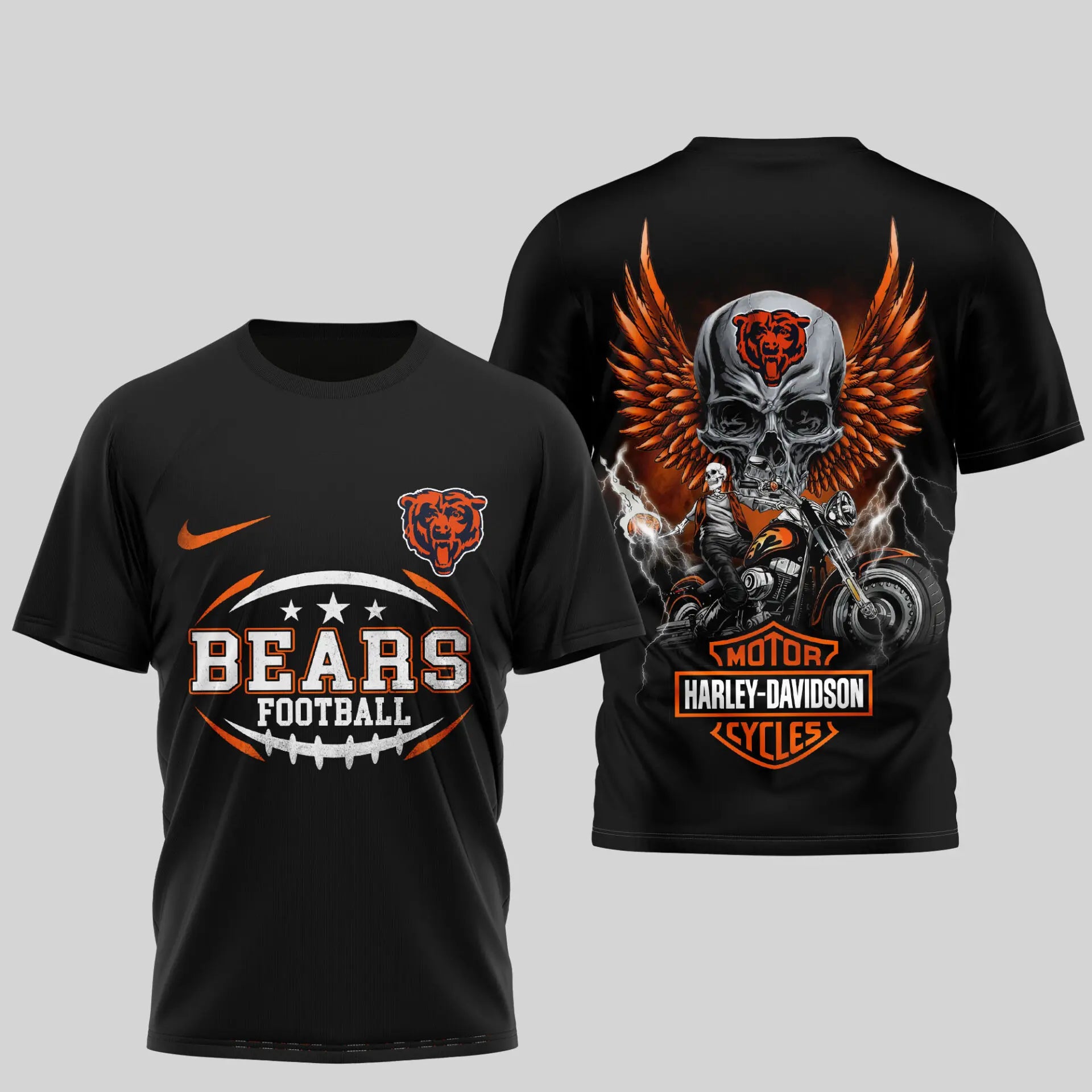 Chicago Bears | Premium NFL Harley Davidson 3D Shirt TD – HuddleStyle.com - Main