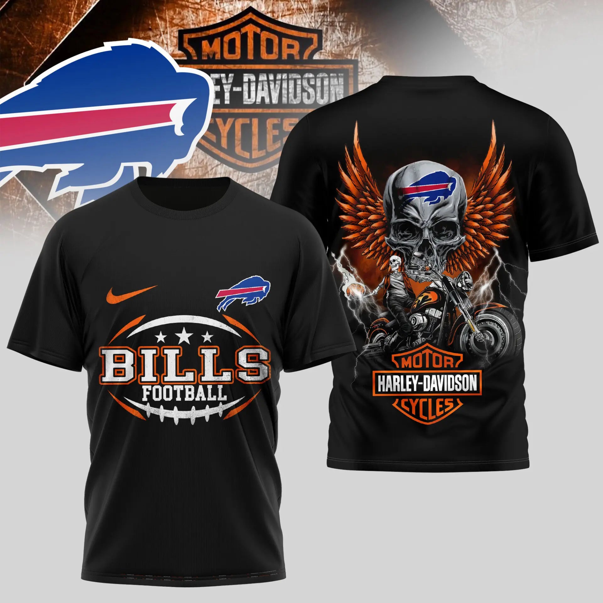 Buffalo Bills | Premium NFL Harley Davidson 3D Shirt TD – HuddleStyle.com - Main