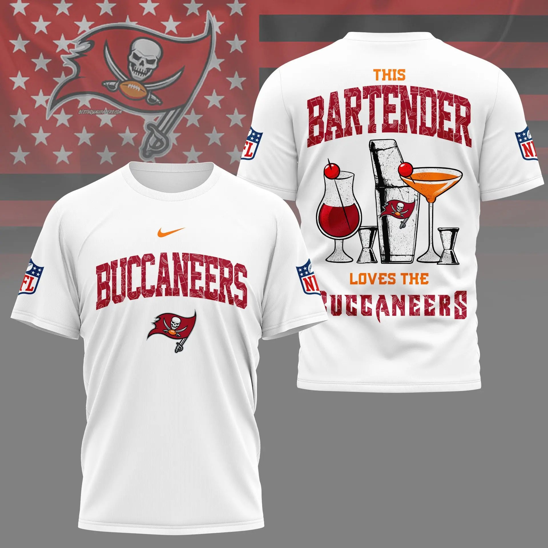 Tampa Bay Buccaneers | Premium NFL Bartender Fan 3D Shirt NY – HuddleStyle.com - Image 2