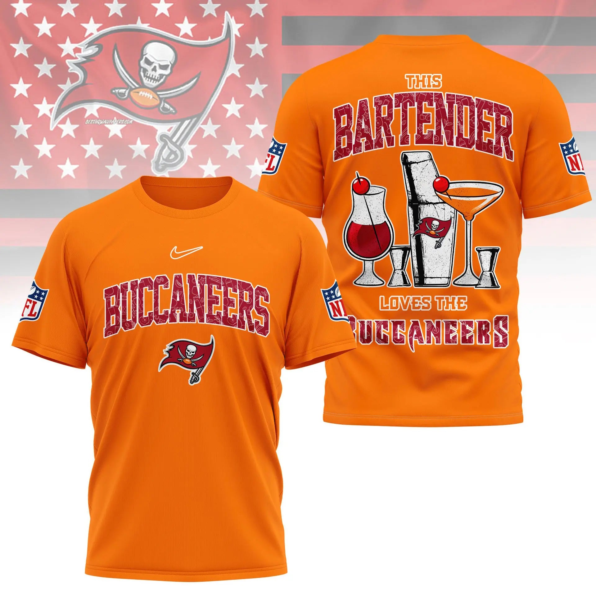 Tampa Bay Buccaneers | Premium NFL Bartender Fan 3D Shirt NY – HuddleStyle.com - Image 3