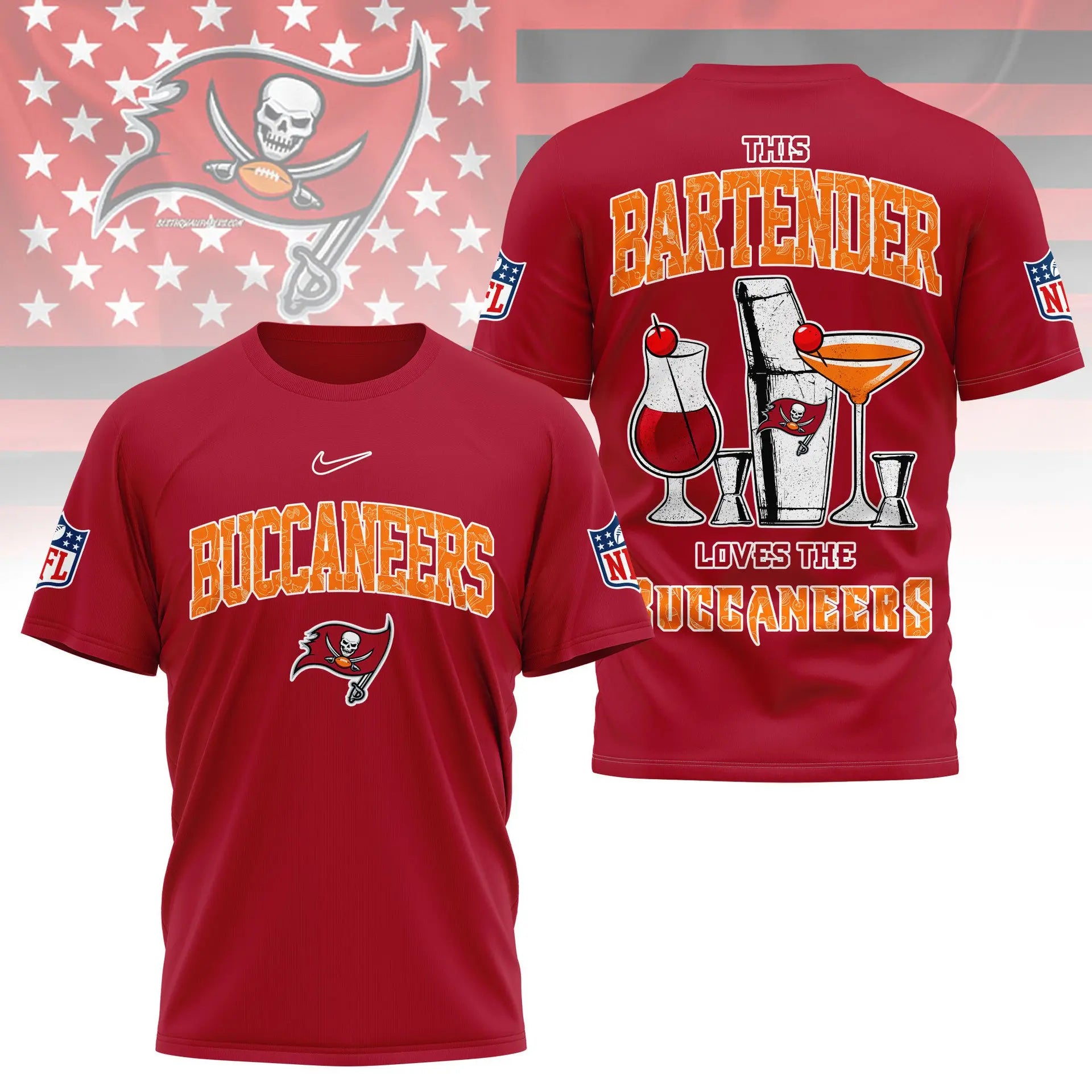 Tampa Bay Buccaneers | Premium NFL Bartender Fan 3D Shirt NY – HuddleStyle.com - Image 4