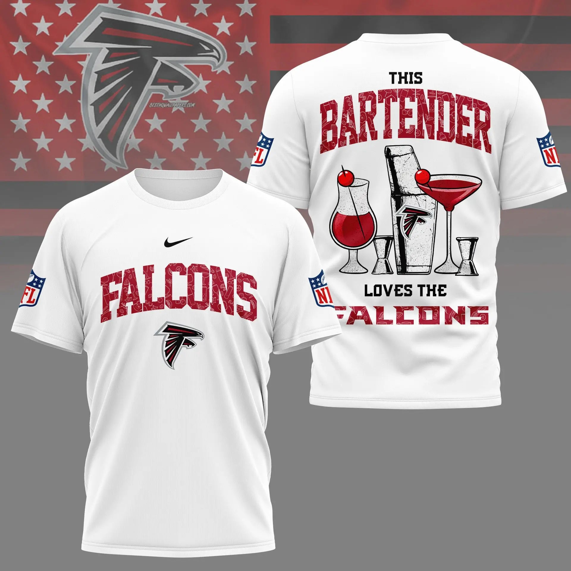 Atlanta Falcons | Premium NFL Bartender Fan 3D Shirt NY – HuddleStyle.com - Image 3