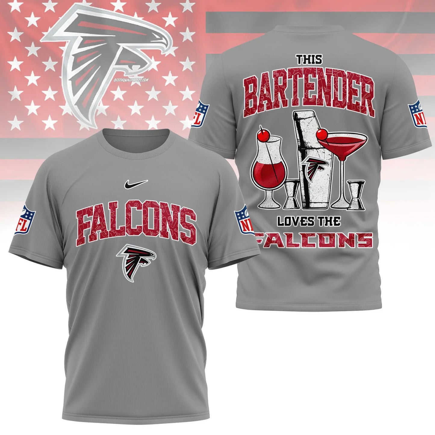 Atlanta Falcons | Premium NFL Bartender Fan 3D Shirt NY – HuddleStyle.com - Image 2