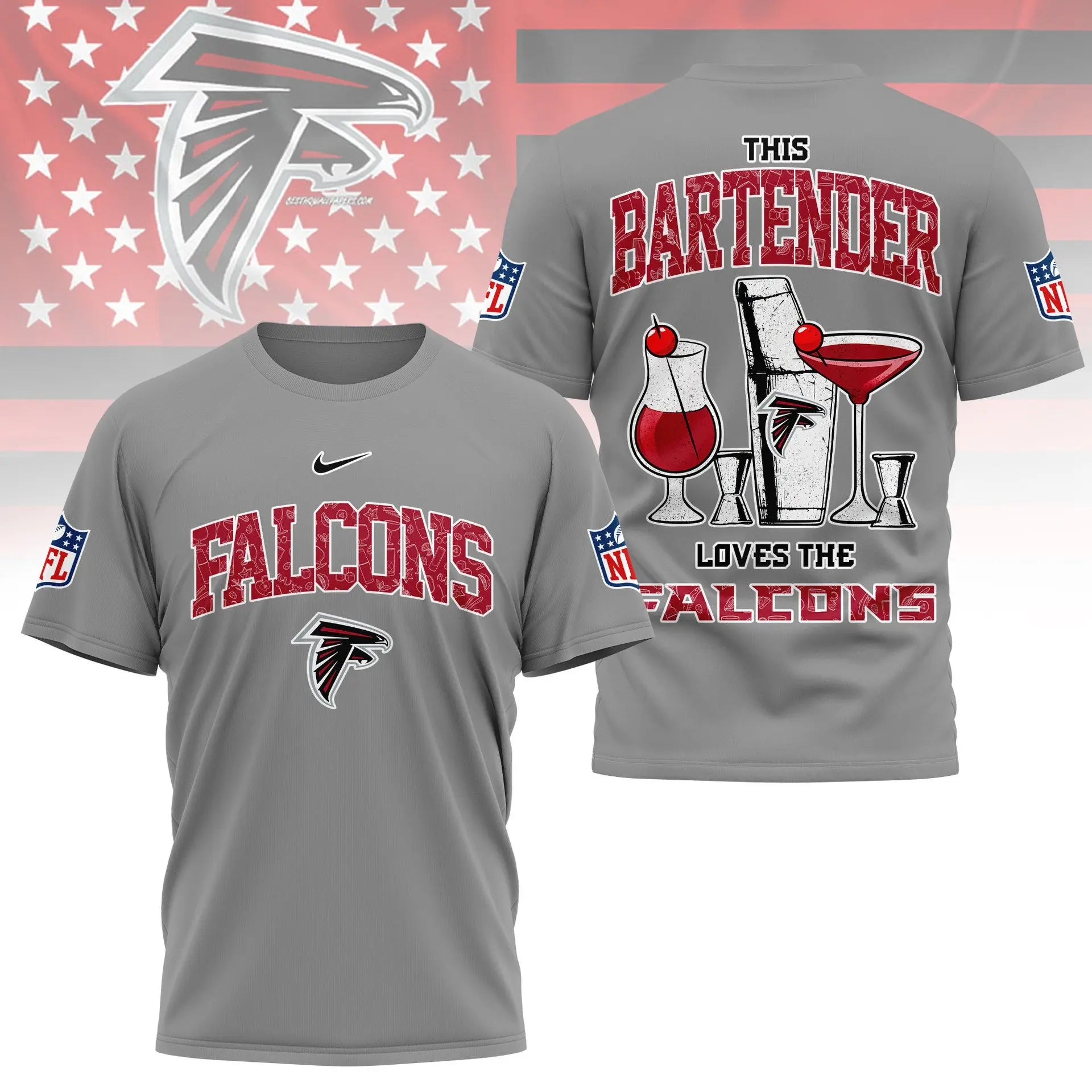 Atlanta Falcons | Premium NFL Bartender Fan 3D Shirt NY – HuddleStyle.com - Image 2