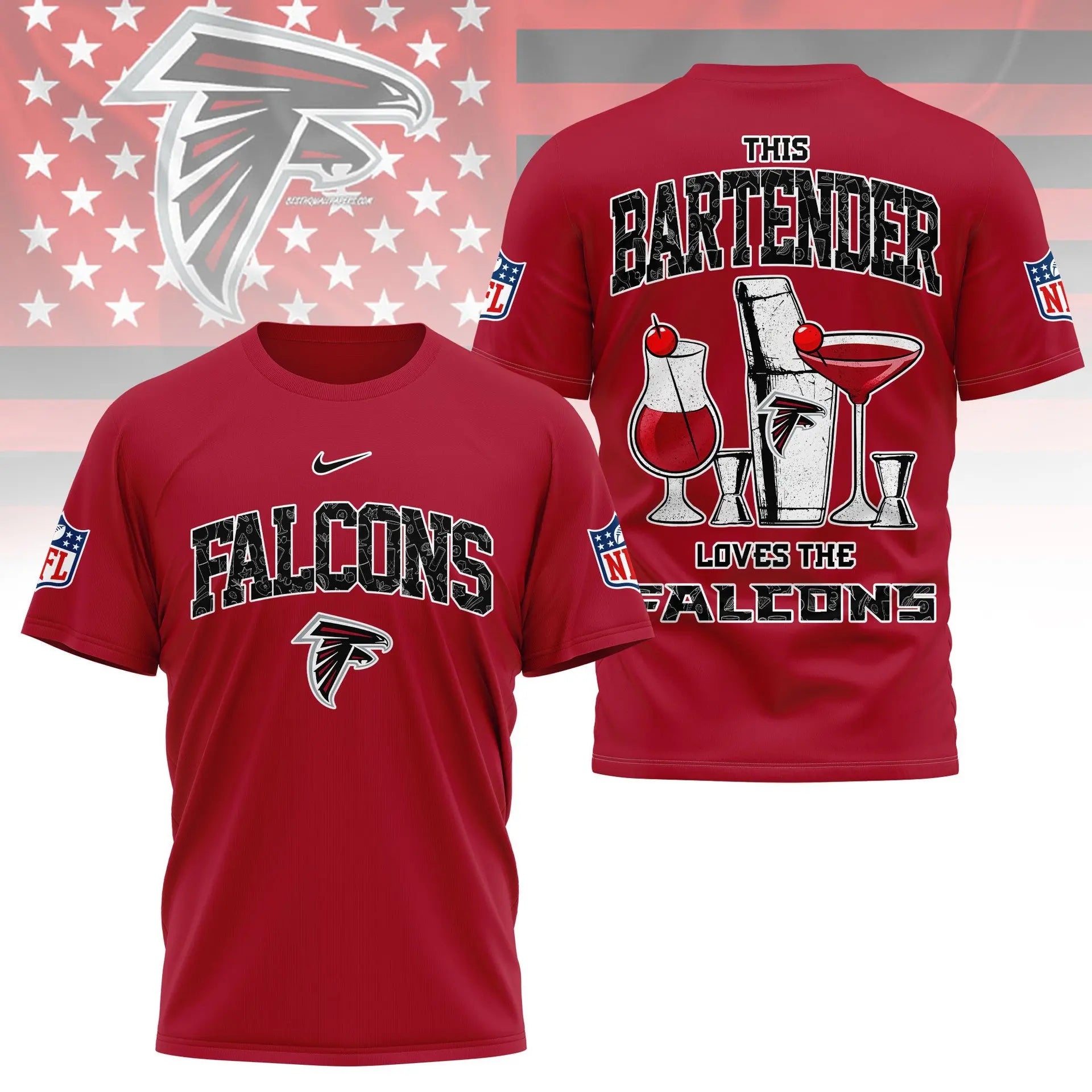 Atlanta Falcons | Premium NFL Bartender Fan 3D Shirt NY – HuddleStyle.com - Image 4