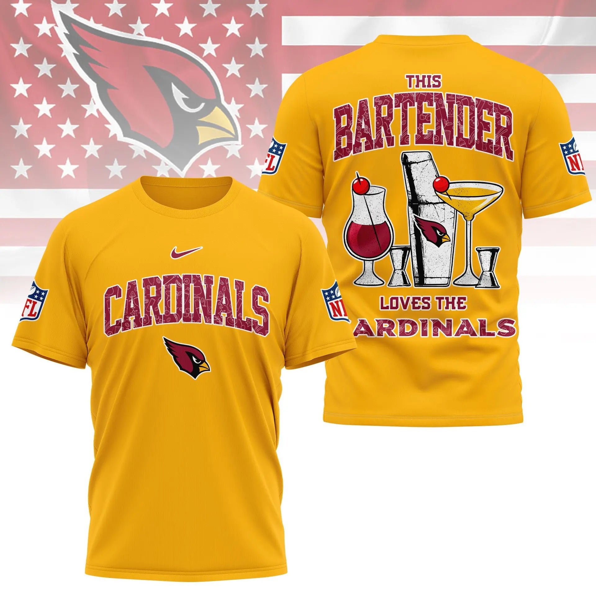 Arizona Cardinals | Premium NFL Bartender Fan 3D Shirt NY – HuddleStyle.com - Image 4