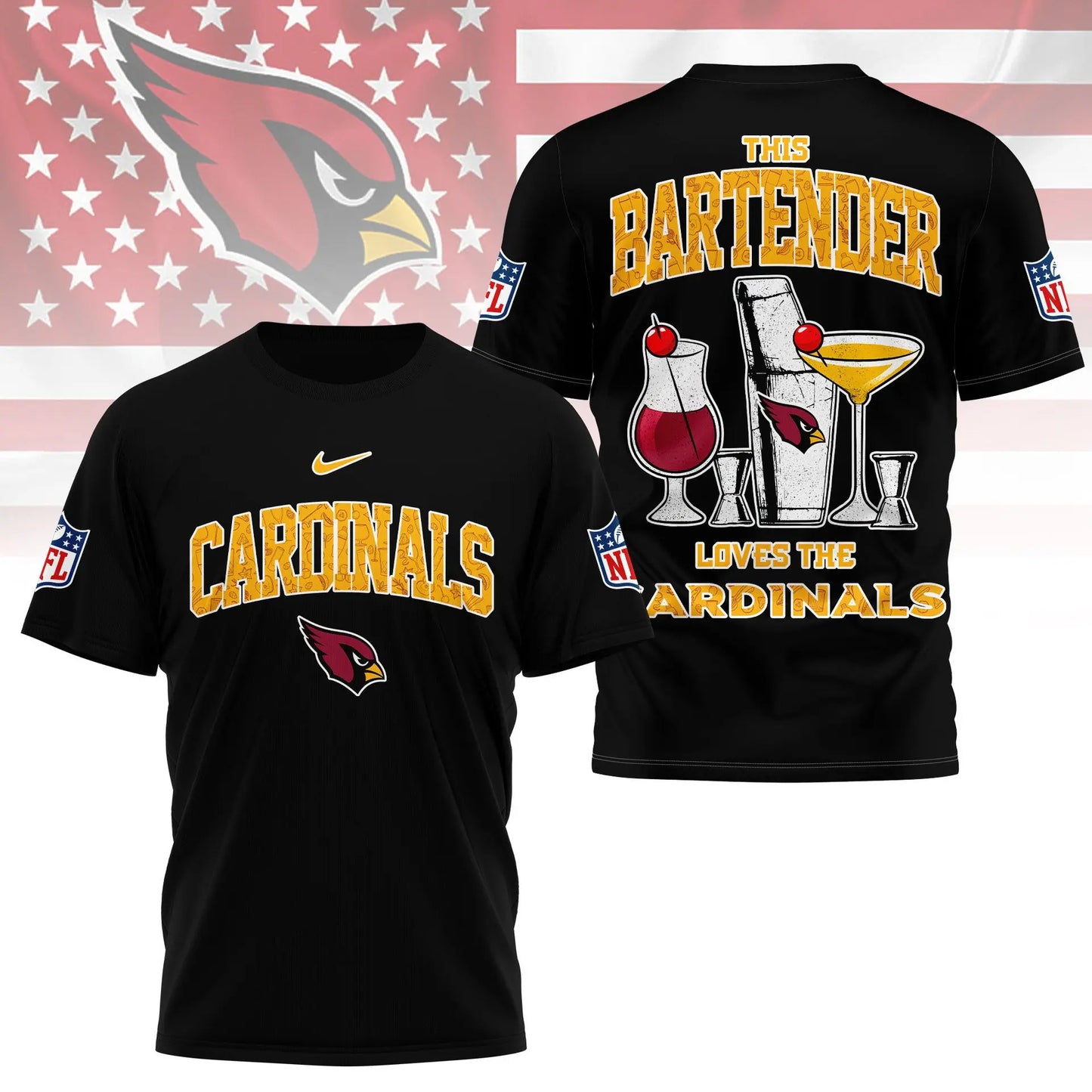 Arizona Cardinals | Premium NFL Bartender Fan 3D Shirt NY – HuddleStyle.com - Image 4