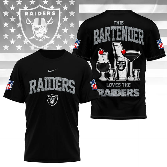 Las Vegas Raiders | Premium NFL Bartender Fan 3D Shirt NY – HuddleStyle.com - Main