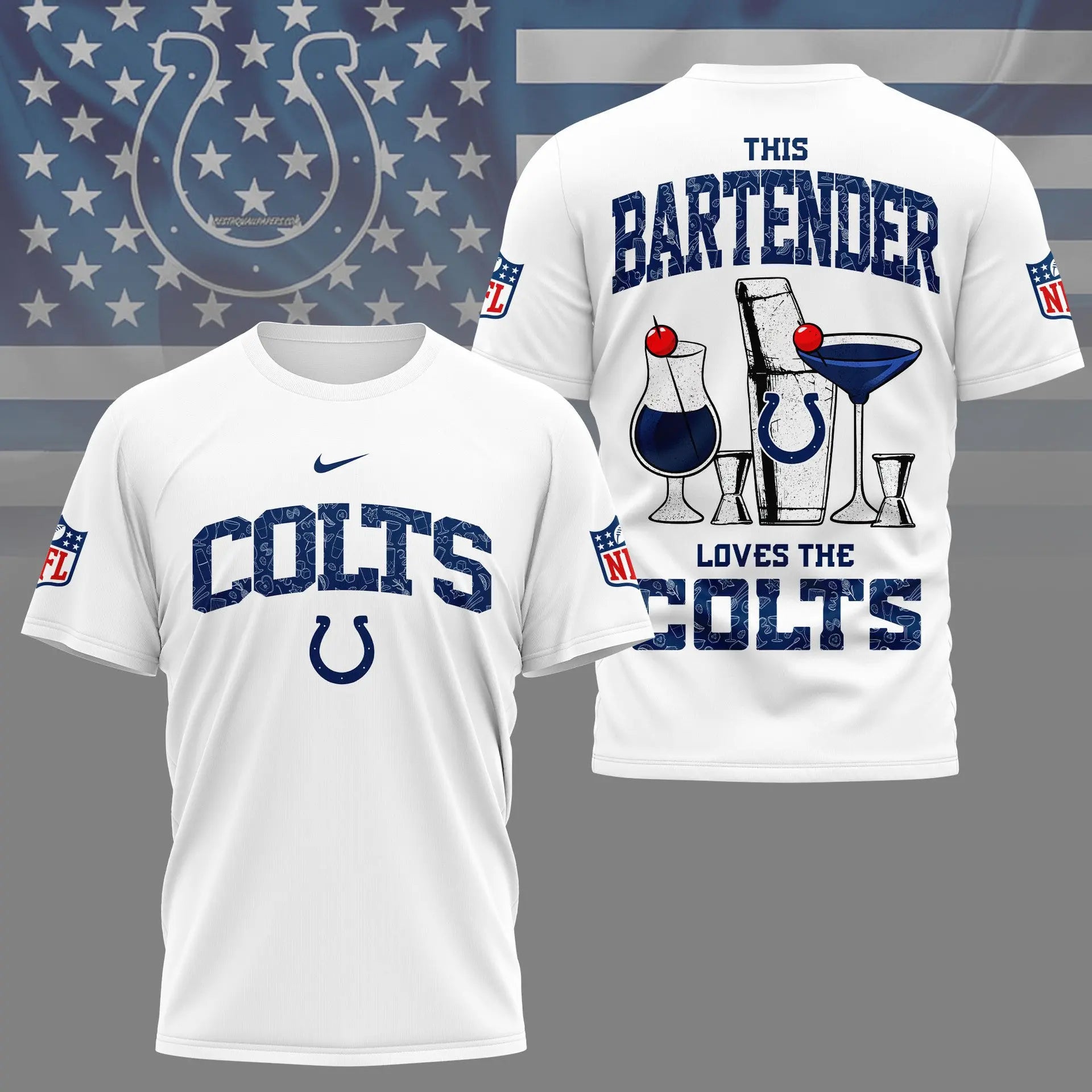 Indianapolis Colts | Premium NFL Bartender Fan 3D Shirt NY – HuddleStyle.com - Image 2