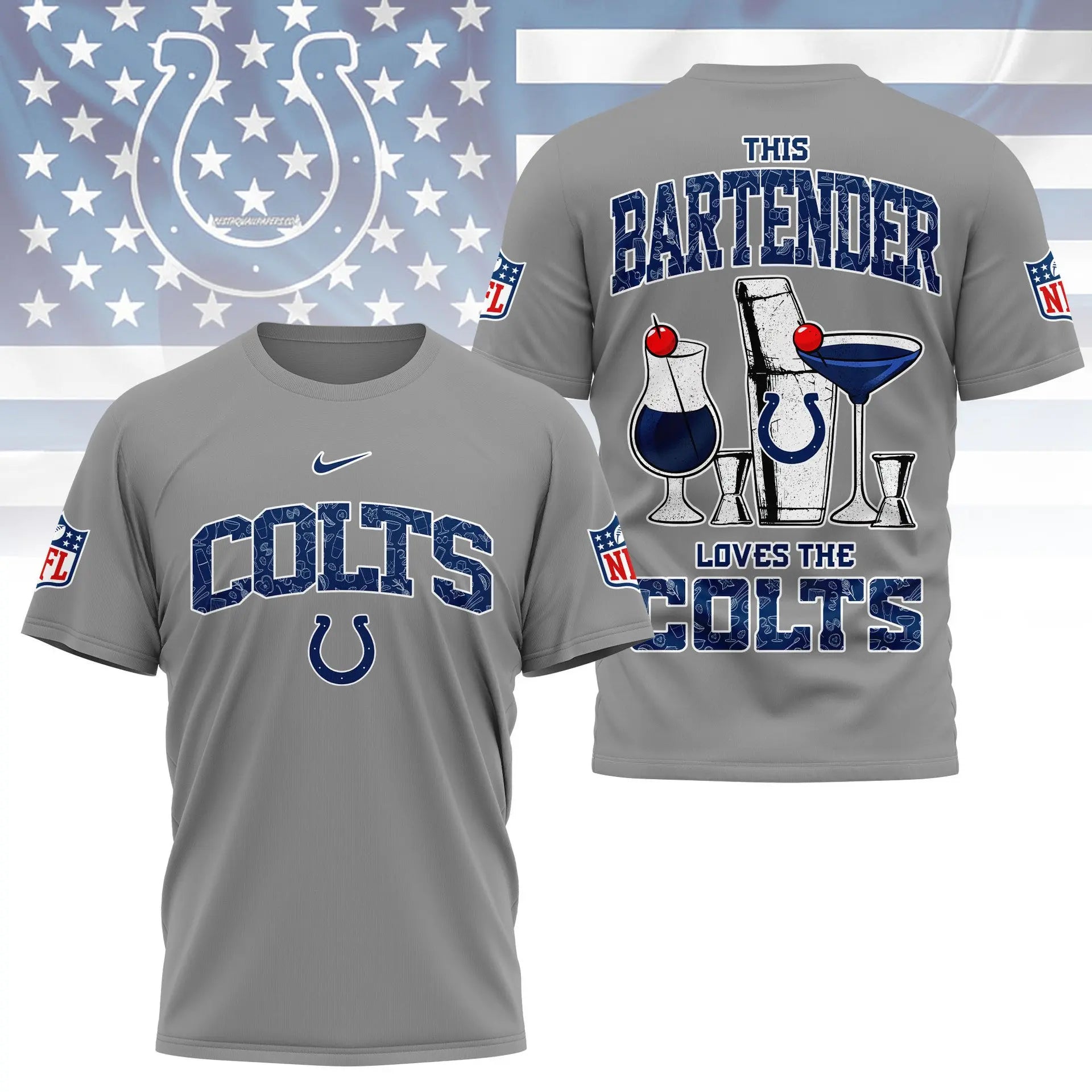 Indianapolis Colts | Premium NFL Bartender Fan 3D Shirt NY – HuddleStyle.com - Image 3