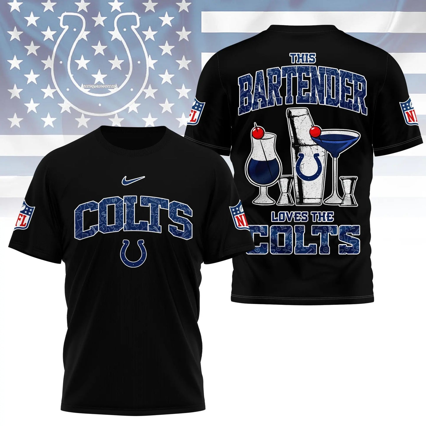 Indianapolis Colts | Premium NFL Bartender Fan 3D Shirt NY – HuddleStyle.com - Image 3
