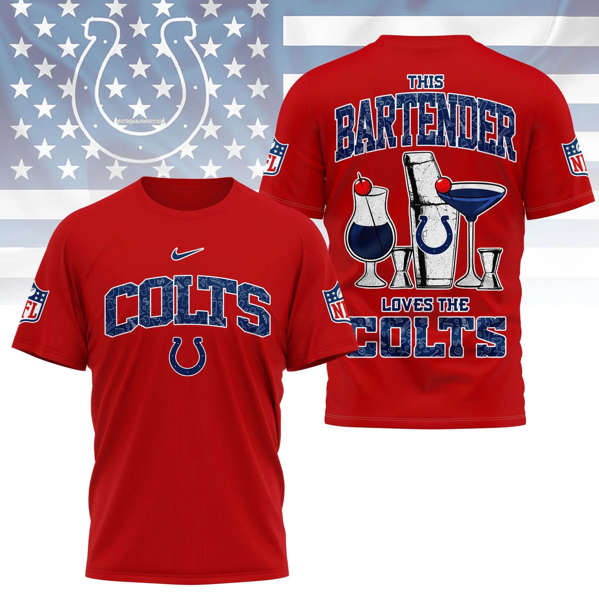 Indianapolis Colts | Premium NFL Bartender Fan 3D Shirt NY – HuddleStyle.com - Image 4