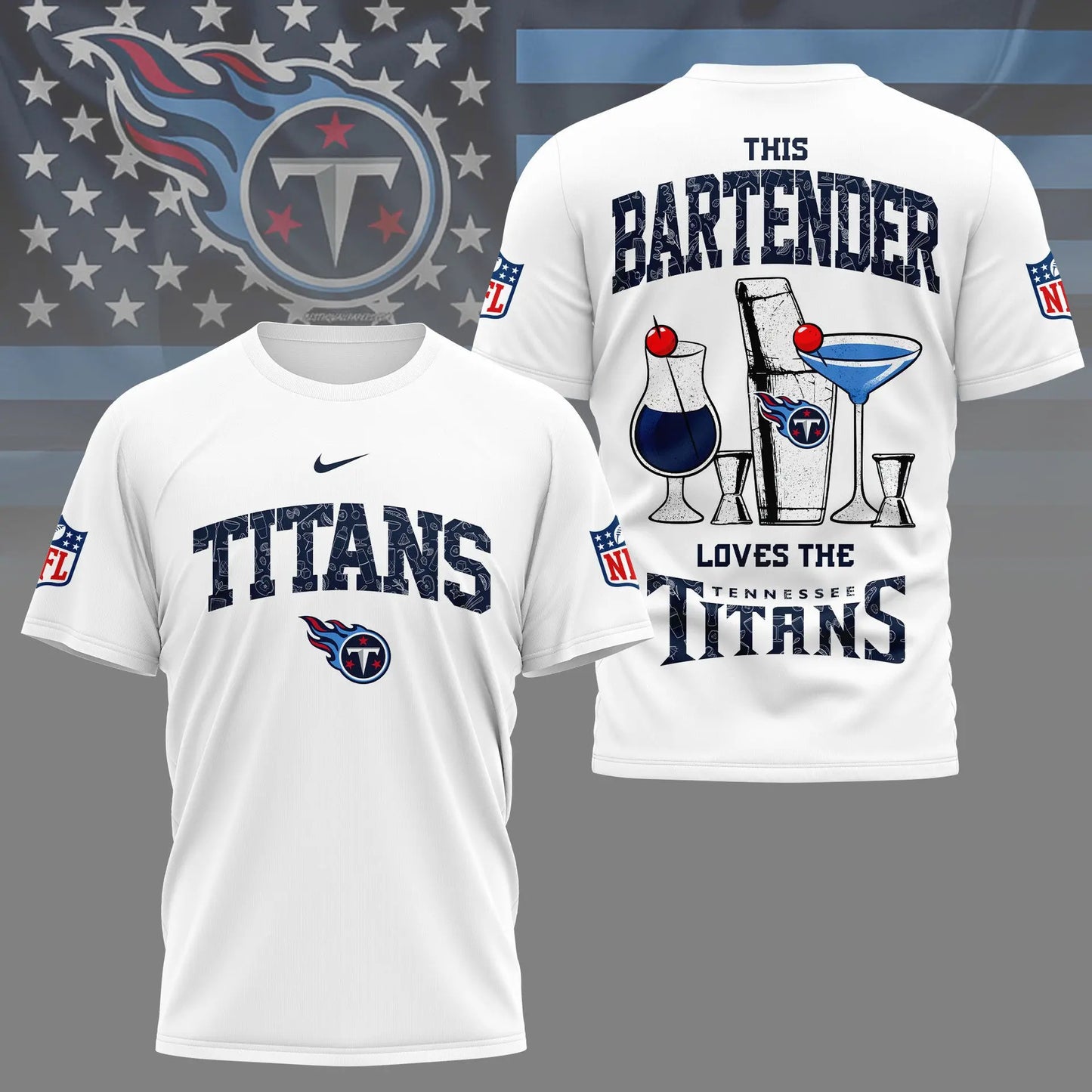 Tennessee Titans | Premium NFL Bartender Fan 3D Shirt NY – HuddleStyle.com - Image 5