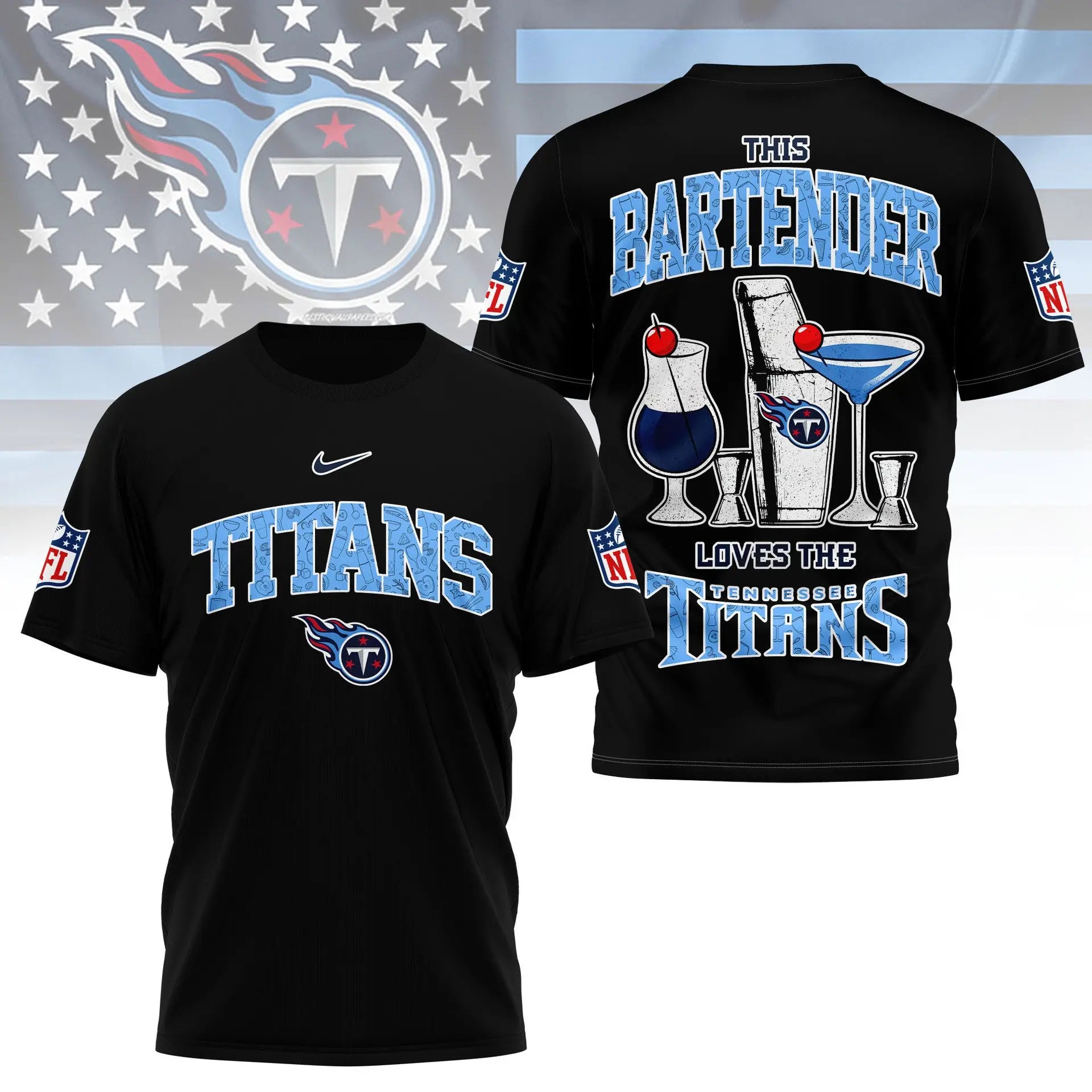 Tennessee Titans | Premium NFL Bartender Fan 3D Shirt NY – HuddleStyle.com - Image 3