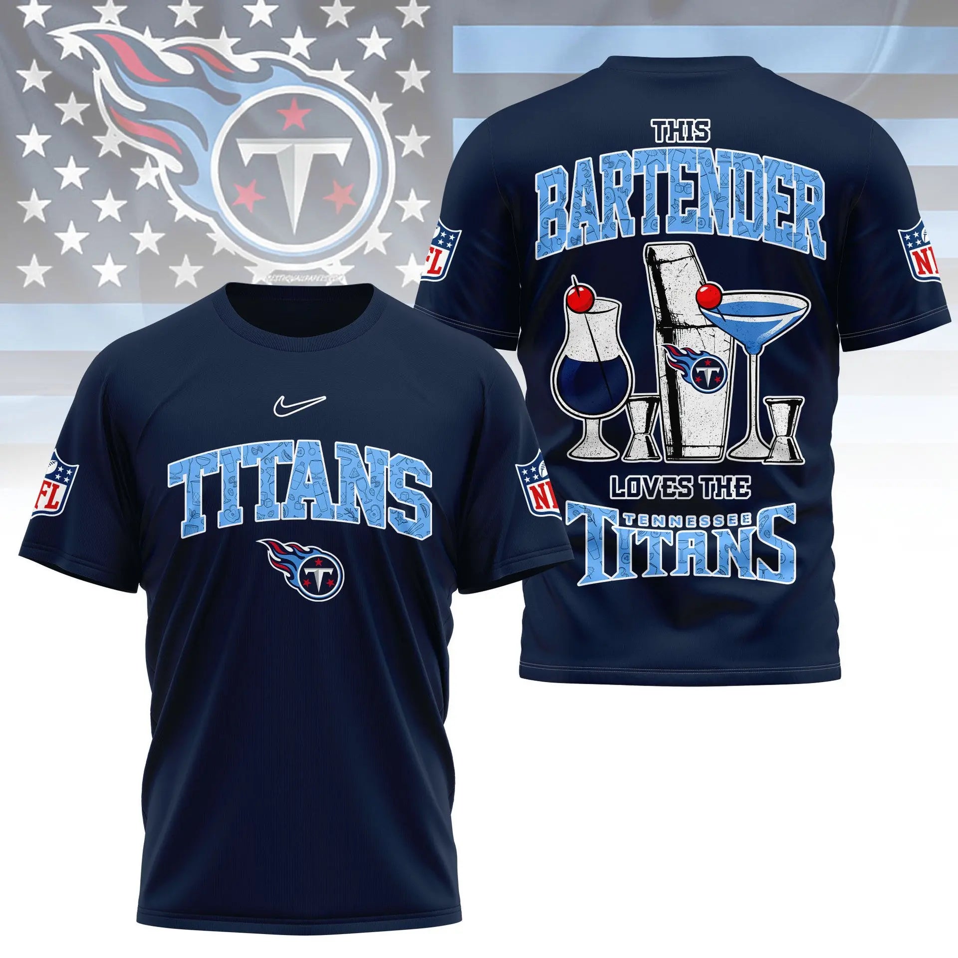 Tennessee Titans | Premium NFL Bartender Fan 3D Shirt NY – HuddleStyle.com - Image 4