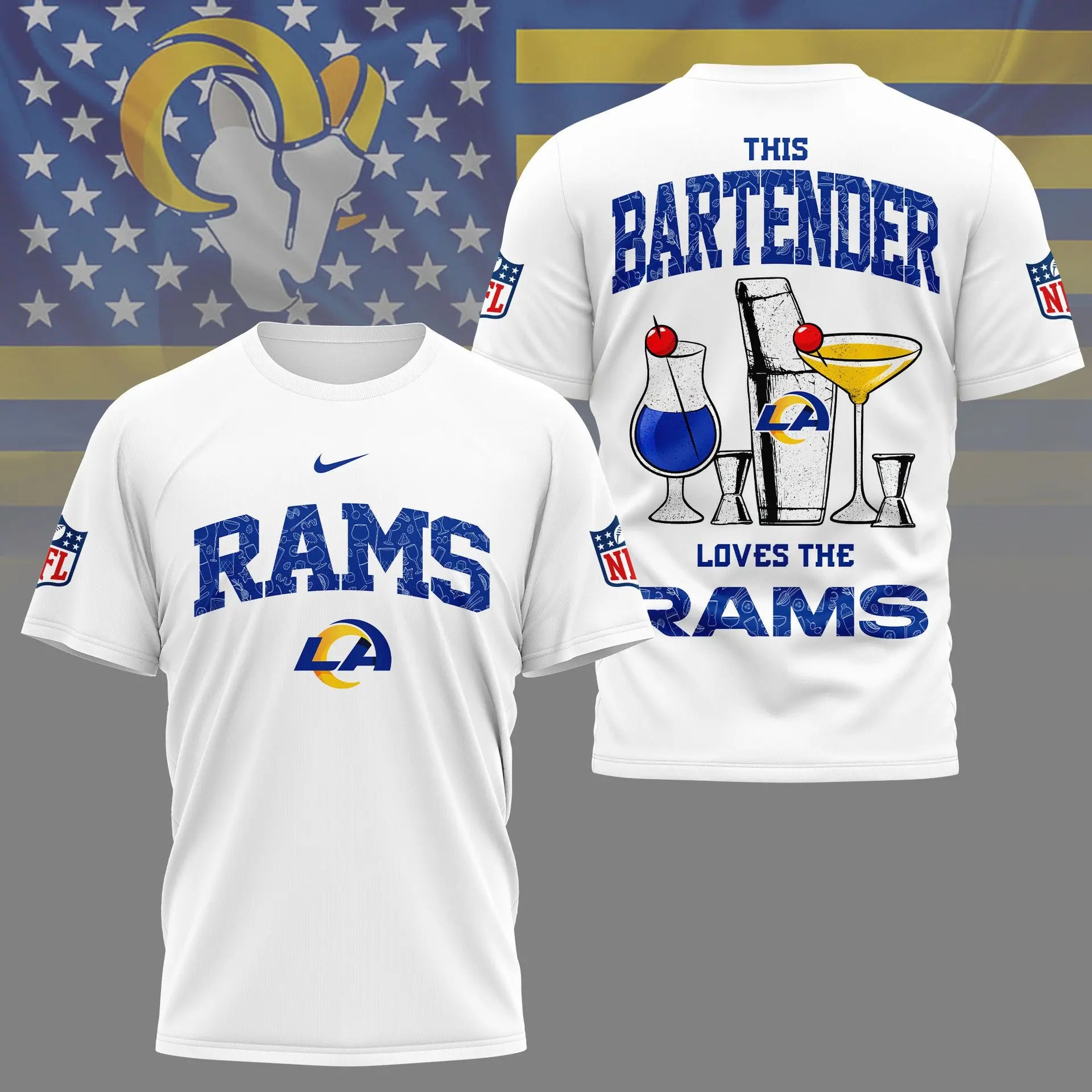 Los Angeles Rams | Premium NFL Bartender Fan 3D Shirt NY – HuddleStyle.com - Image 4