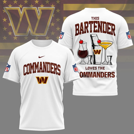 Washington Commanders | Premium NFL Bartender Fan 3D Shirt NY – HuddleStyle.com - Main