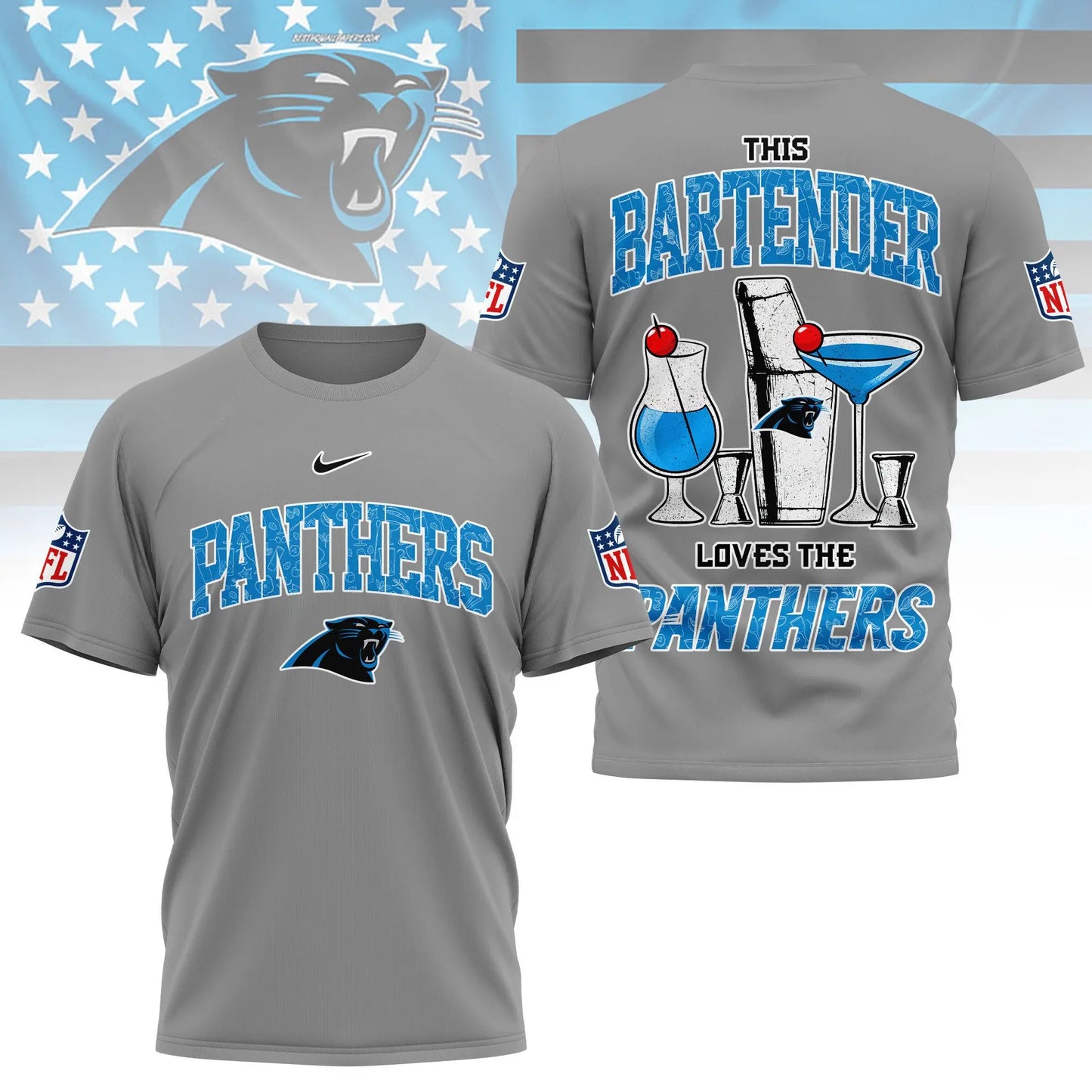 Carolina Panthers | Premium NFL Bartender Fan 3D Shirt NY – HuddleStyle.com - Image 3