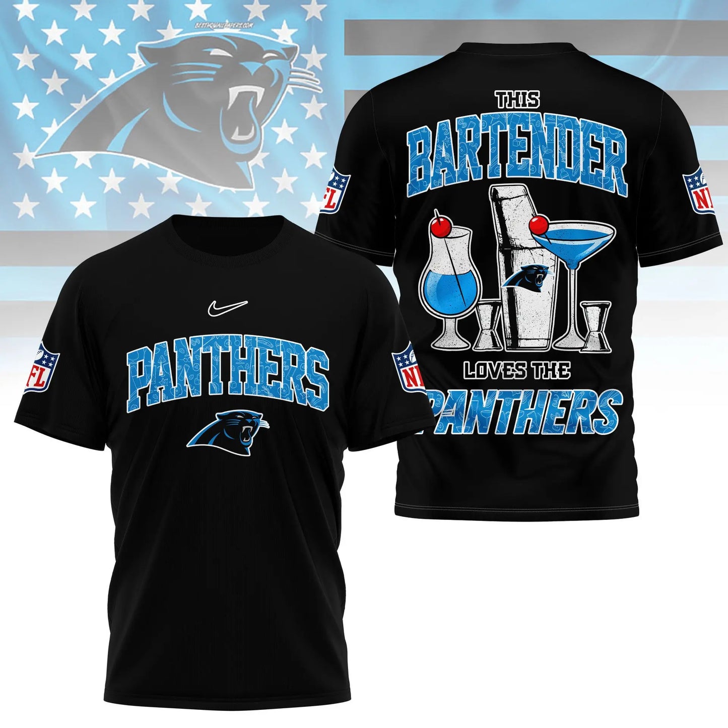 Carolina Panthers | Premium NFL Bartender Fan 3D Shirt NY – HuddleStyle.com - Image 4