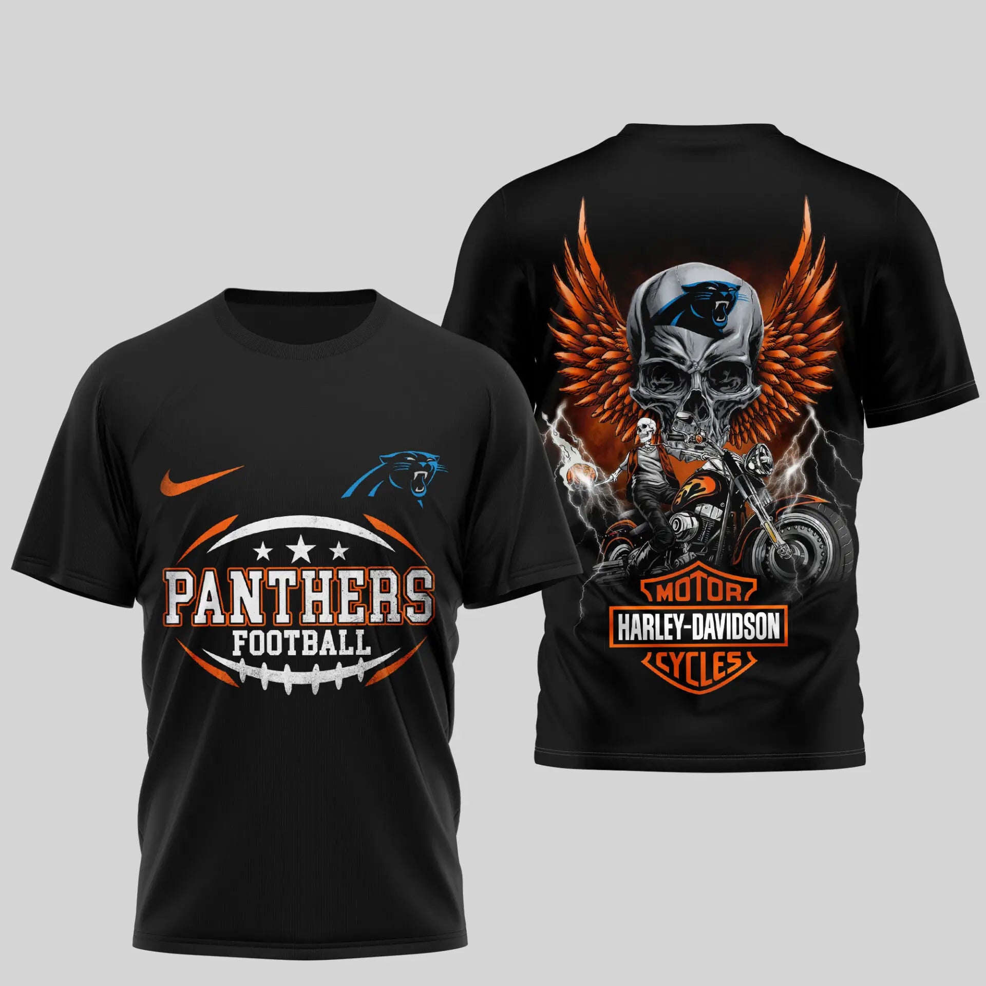 Carolina Panthers | Premium NFL Harley Davidson 3D Shirt TD – HuddleStyle.com - Image 3