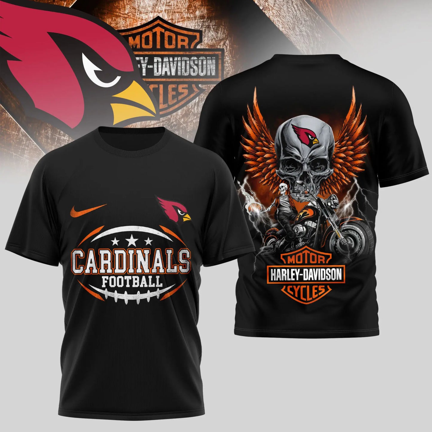 Arizona Cardinals | Premium NFL Harley Davidson 3D Shirt TD – HuddleStyle.com - Image 3