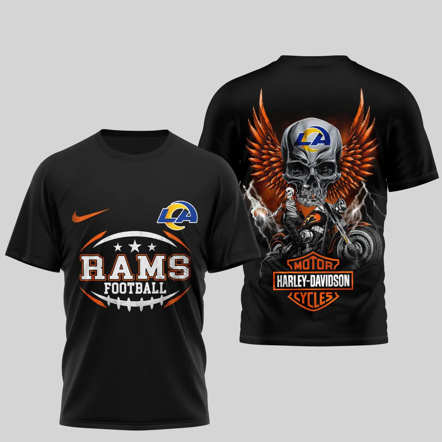 Los Angeles Rams | Premium NFL Harley Davidson 3D Shirt TD – HuddleStyle.com - Image 2
