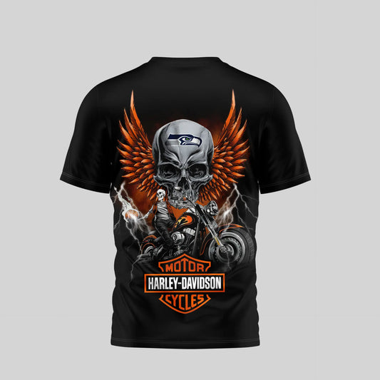 Seattle Seahawks | Premium NFL Harley Davidson 3D Shirt TD – HuddleStyle.com - Main