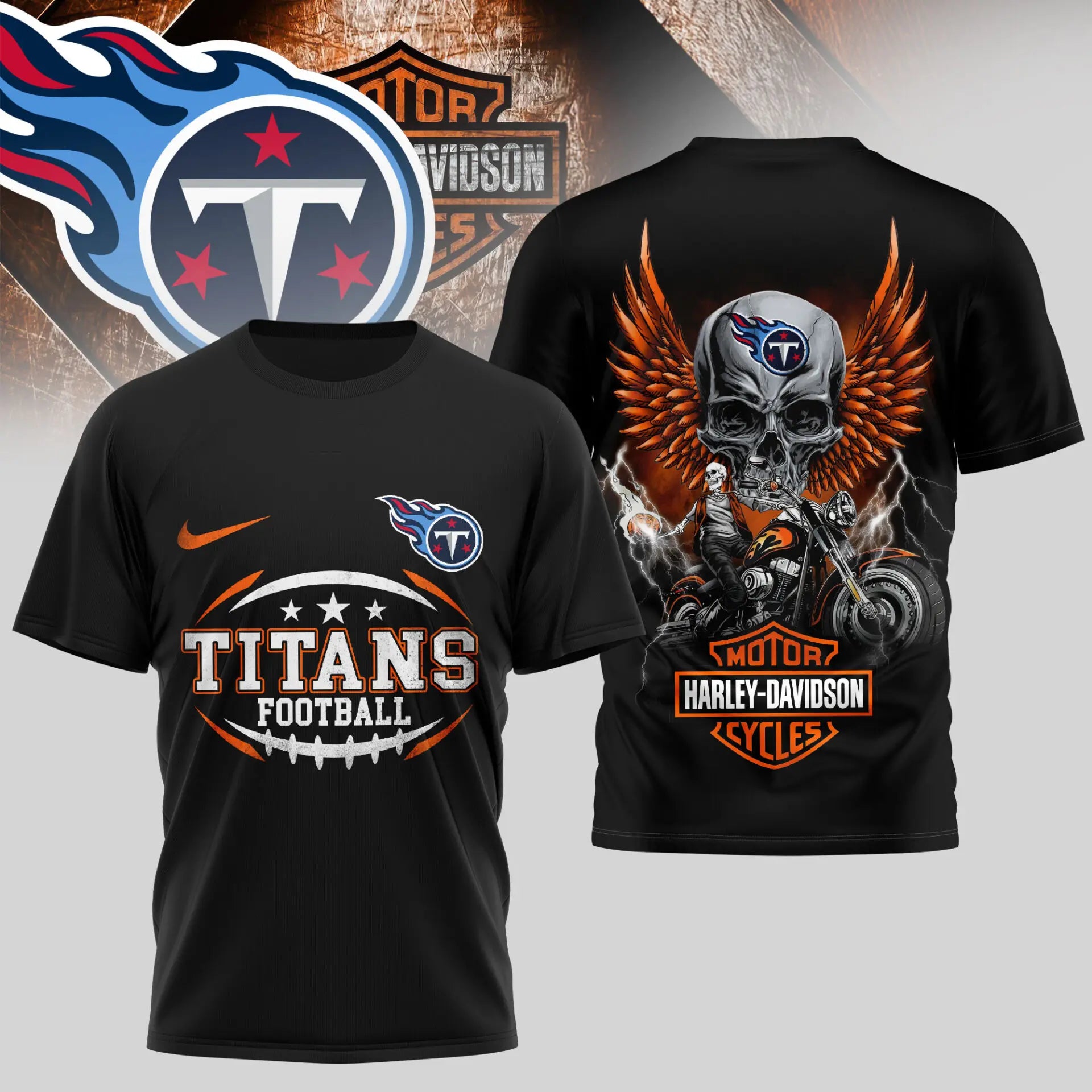 Tennessee Titans | Premium NFL Harley Davidson 3D Shirt TD – HuddleStyle.com - Main