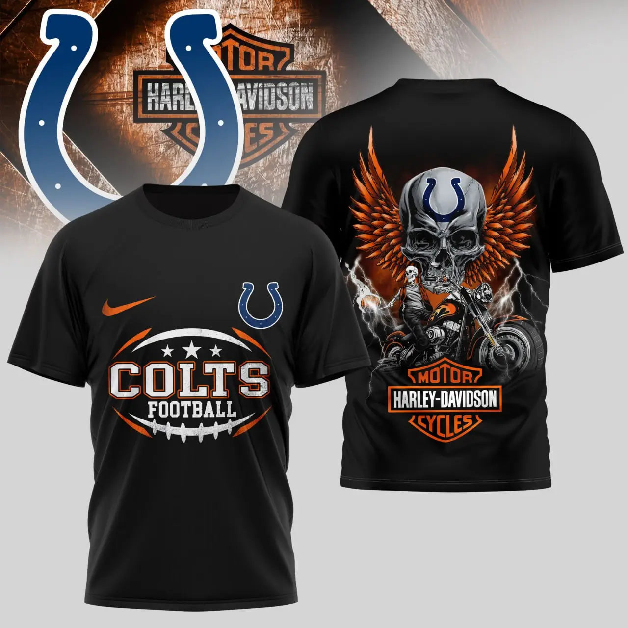 Indianapolis Colts | Premium NFL Harley Davidson 3D Shirt TD – HuddleStyle.com - Main