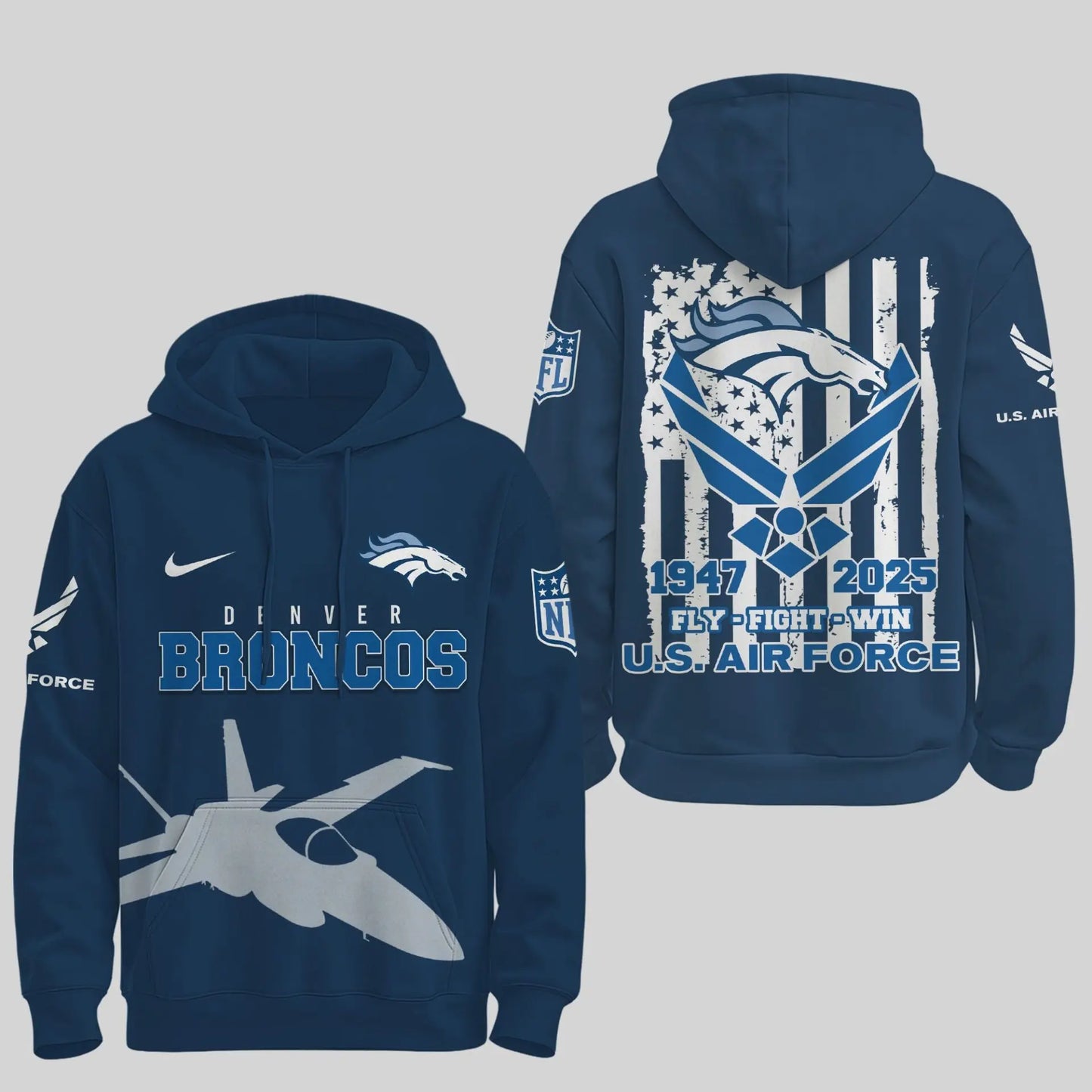 Denver Broncos | Premium NFL U.S. Air Force 78th Anniversary Hoodie TD – HuddleStyle.com - Main