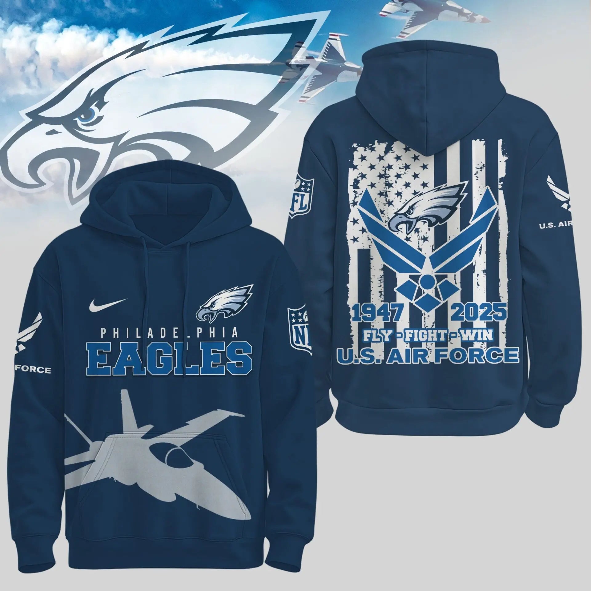 Philadelphia Eagles | Premium NFL U.S. Air Force 78th Anniversary Hoodie TD – HuddleStyle.com - Image 3